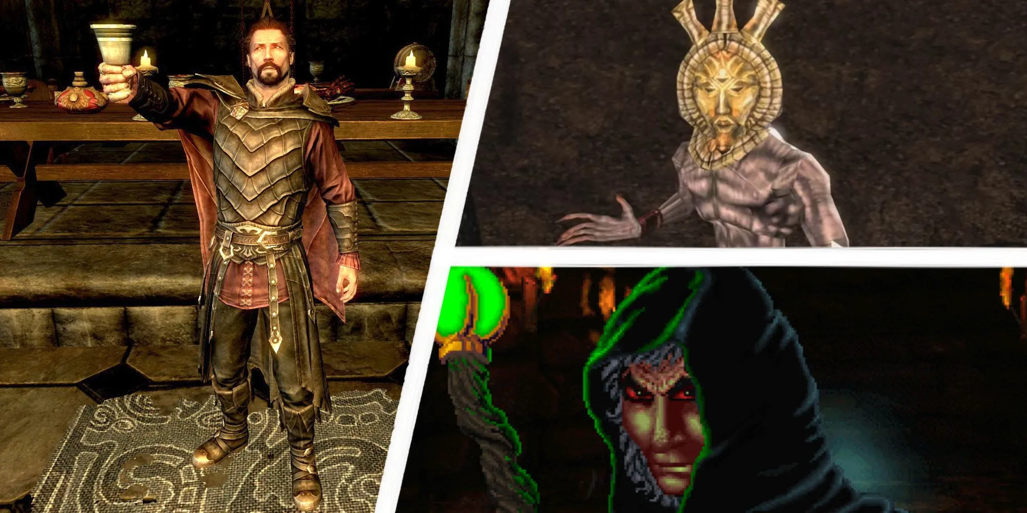 Ba phản diện tiêu biểu trong series The Elder Scrolls: Lord Harkon (Skyrim), Dagoth Ur (Morrowind) và Jagar Tharn (Arena)