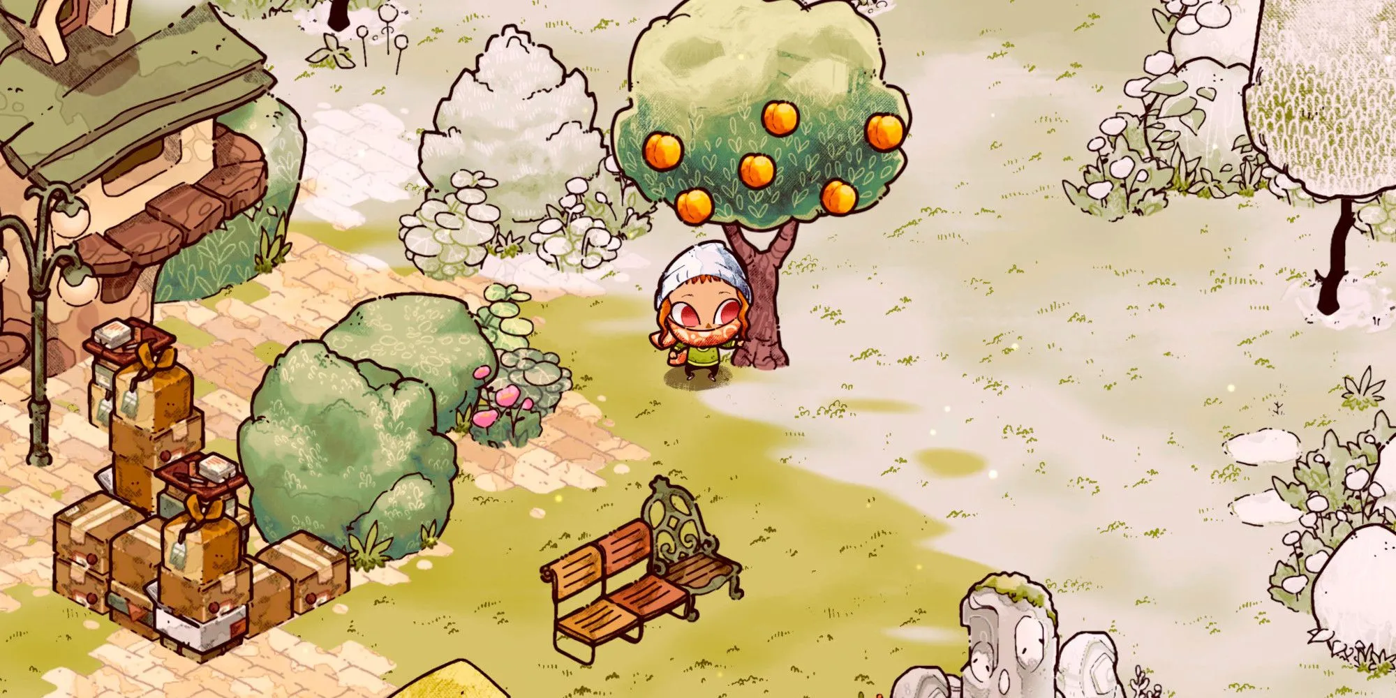 Công viên với cây màu cam trong Cozy Grove