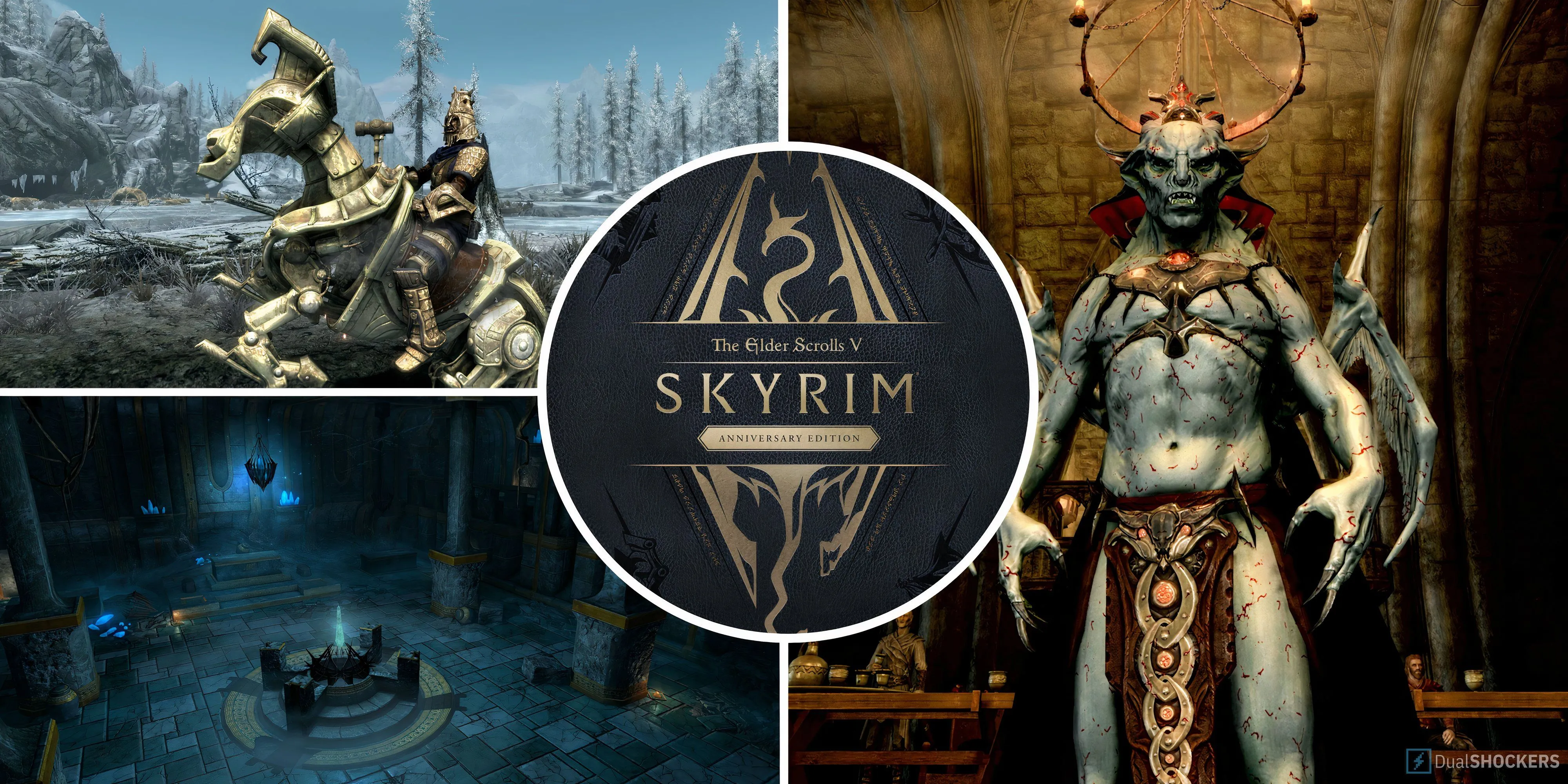 Hình ảnh tổng hợp về The Elder Scrolls V Skyrim, bao gồm Creation Club và DLC Dawnguard, Hearthfire, Dragonborn