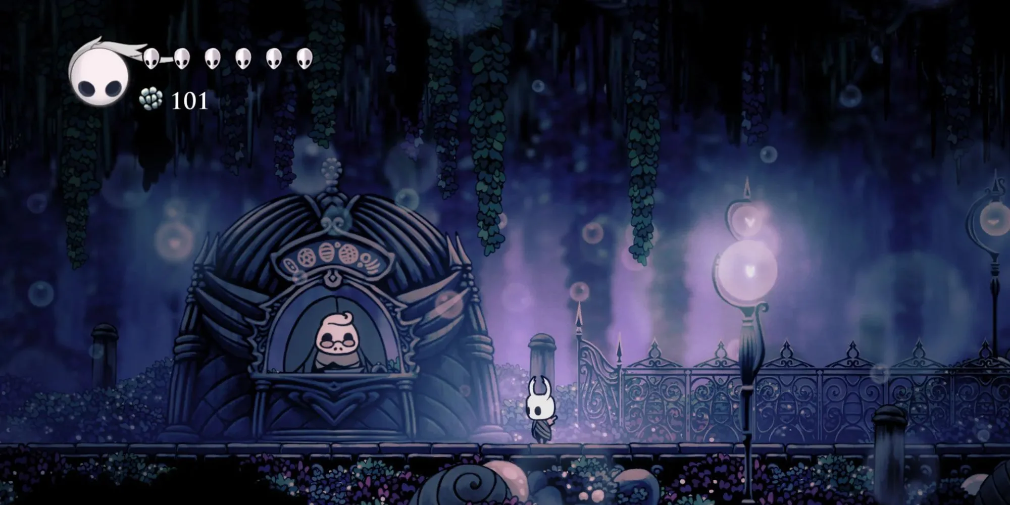 Millibelle the Banker, nhân vật NPC lừa lấy Geo của người chơi trong game Metroidvania Hollow Knight.