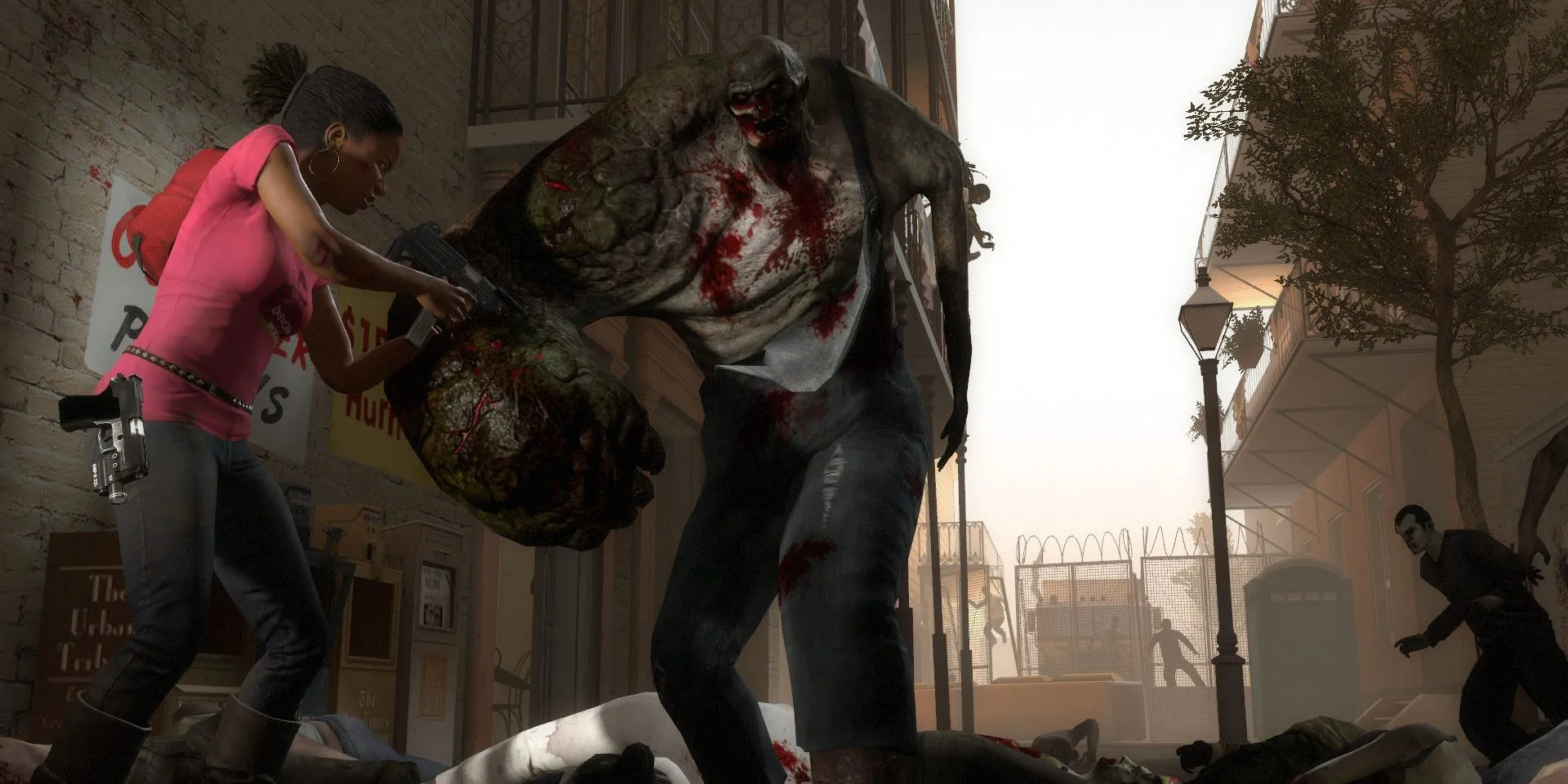 Người sống sót Rochelle đối mặt với một con Charger trong Left 4 Dead 2