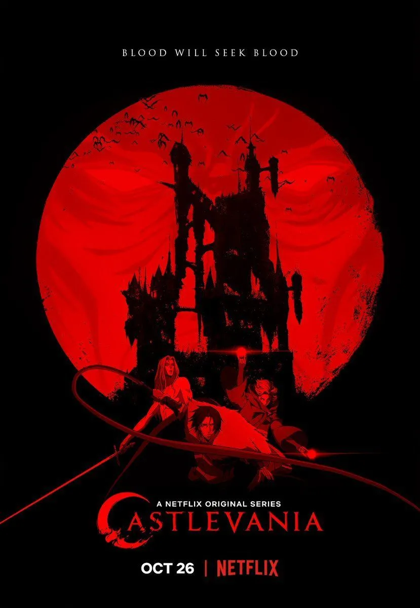 Poster chính thức của anime Castlevania, một trong những series chuyển thể game thành công nhất