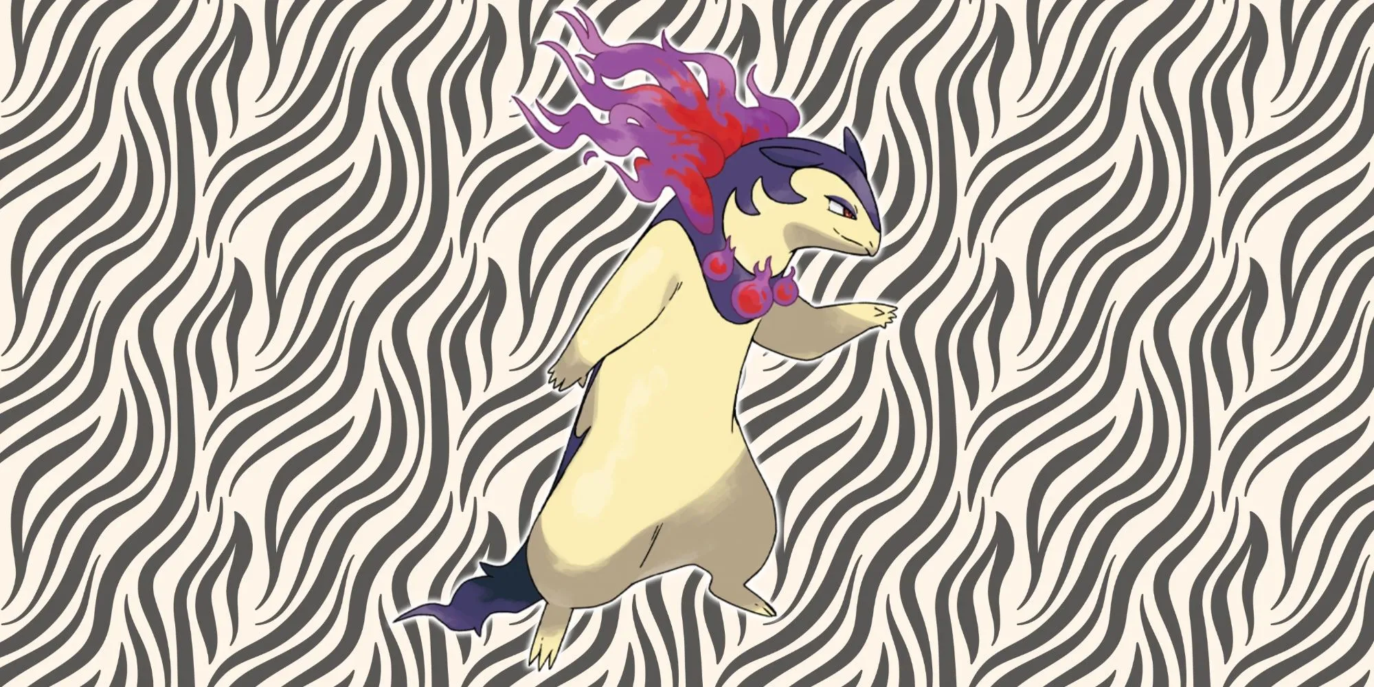 Typhlosion Dạng Hisui với ngọn lửa màu tím quanh cổ