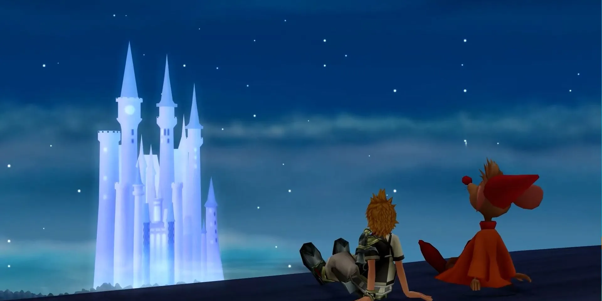 Ventus ngắm lâu đài trong thế giới Castle of Dreams ở Kingdom Hearts Birth by Sleep