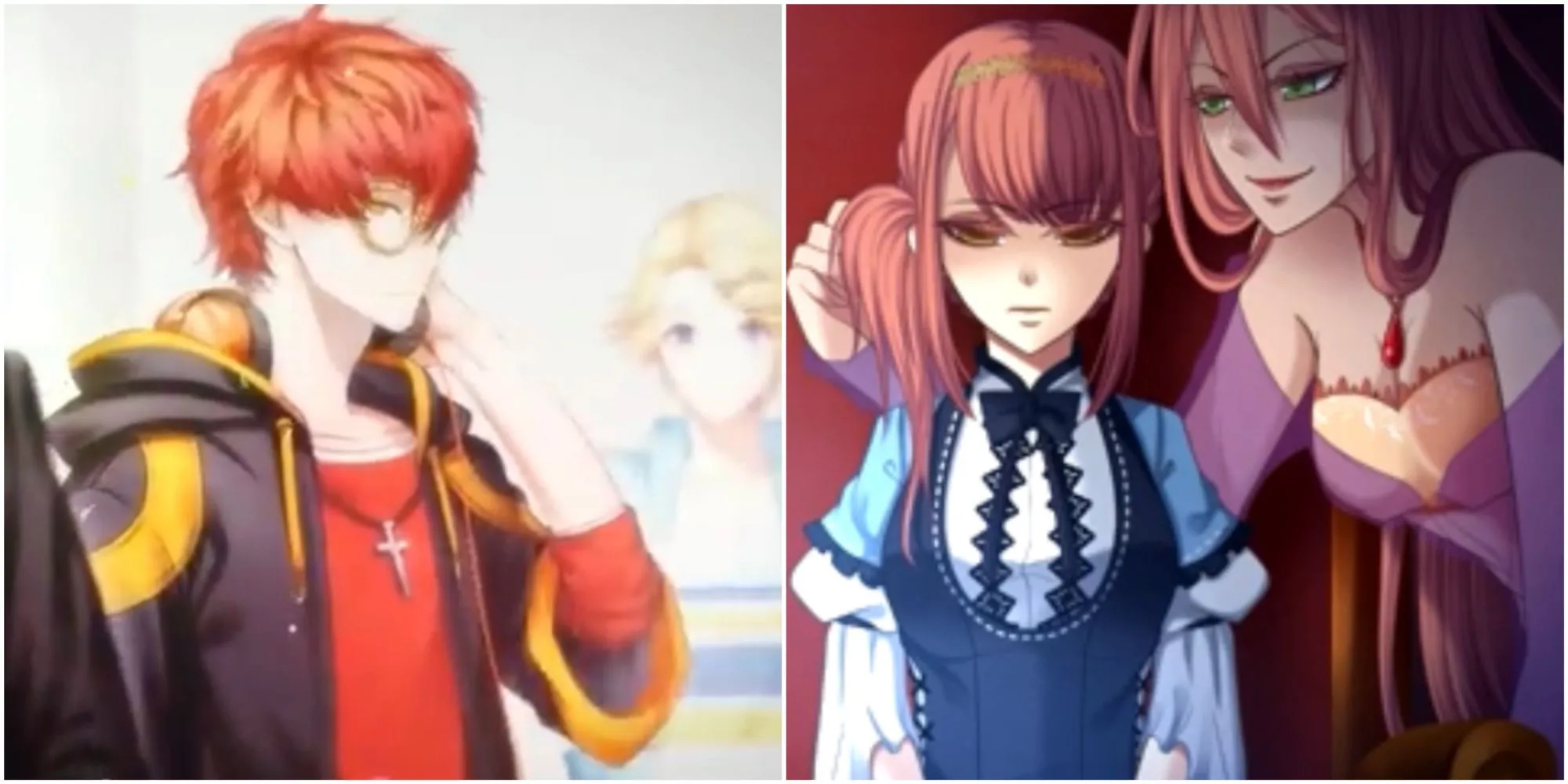 Ảnh ghép minh họa các game sim hẹn hò như Mystic Messenger, Cinderella Phenomenon
