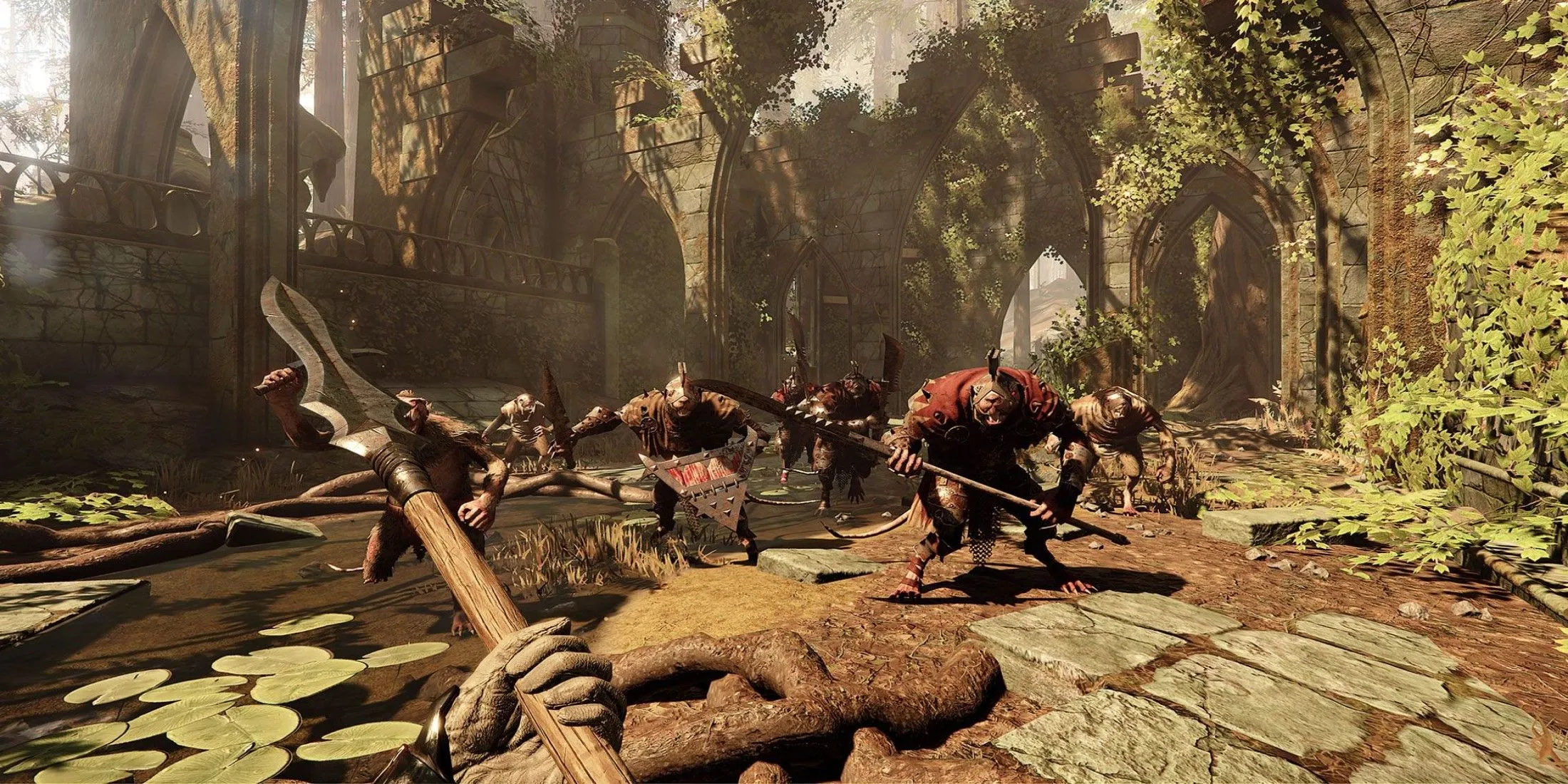 Các anh hùng đối đầu với binh đoàn Skaven trong Warhammer: Vermintide 2