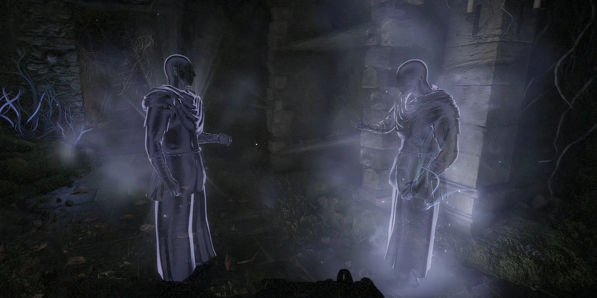Cảnh cắt (cutscene) về những tu sĩ cổ xưa, một phần của cốt truyện DLC Atomfall.