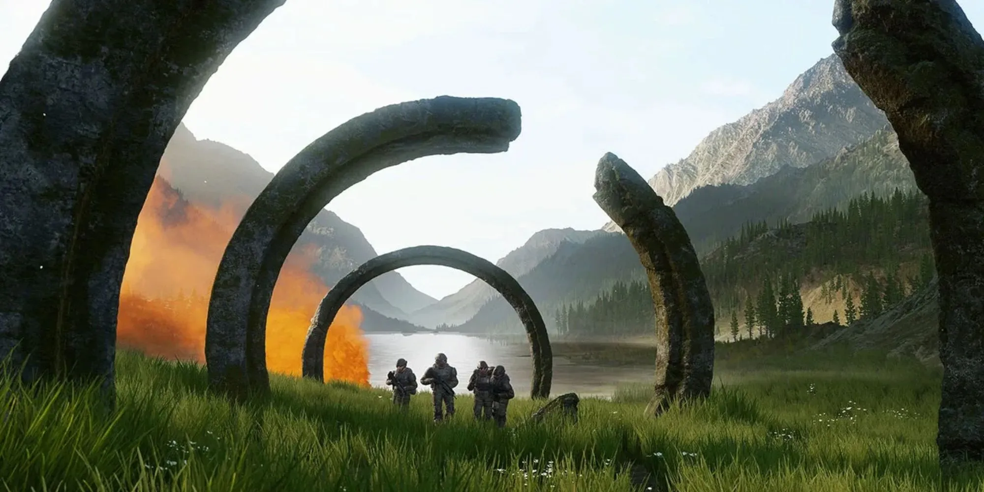Cảnh chiến đấu trong game Halo Infinite, một trong những tựa game chủ lực của Xbox Game Studios