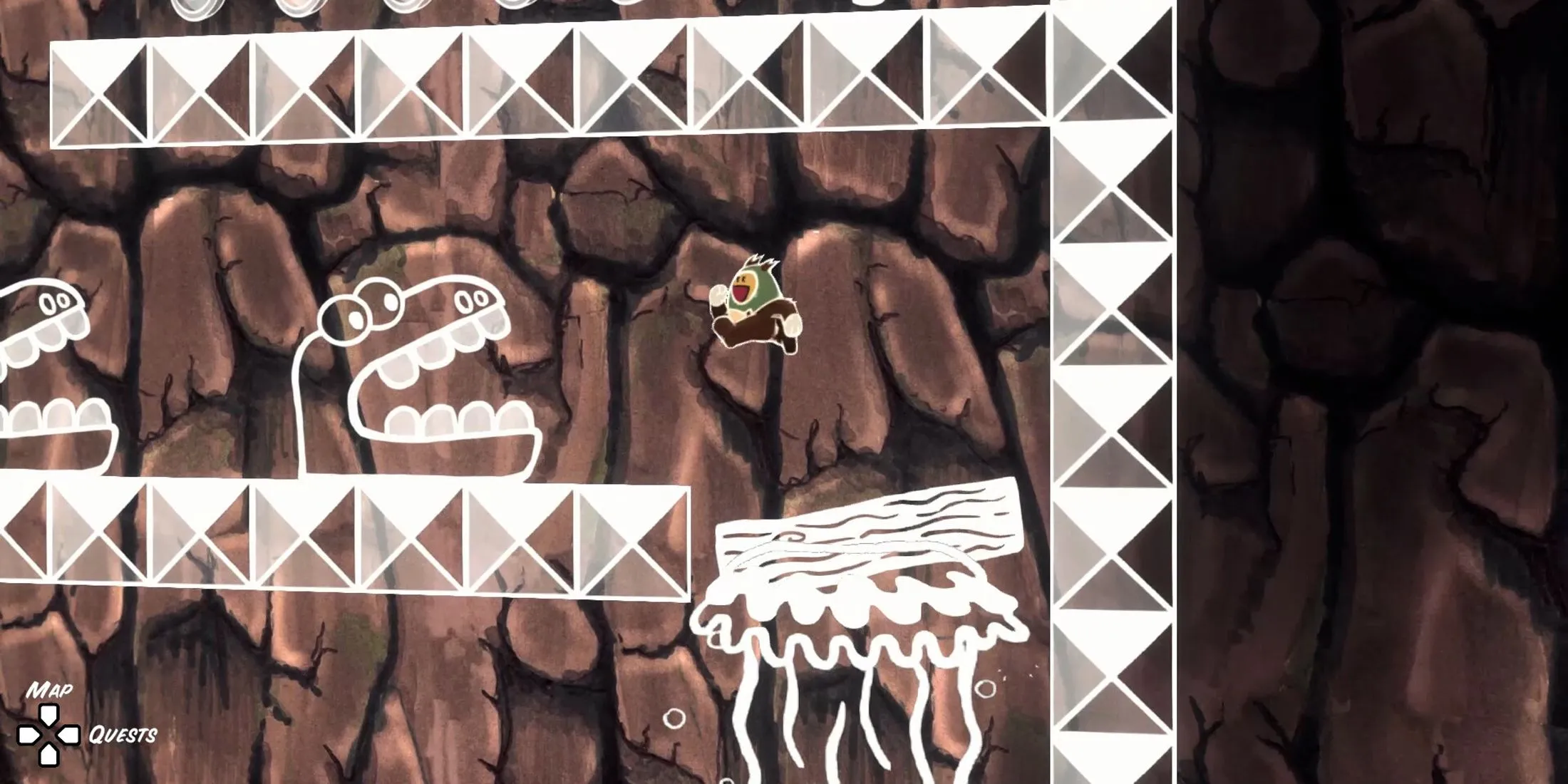 Cảnh Ruffy nhảy qua các chướng ngại vật trong game