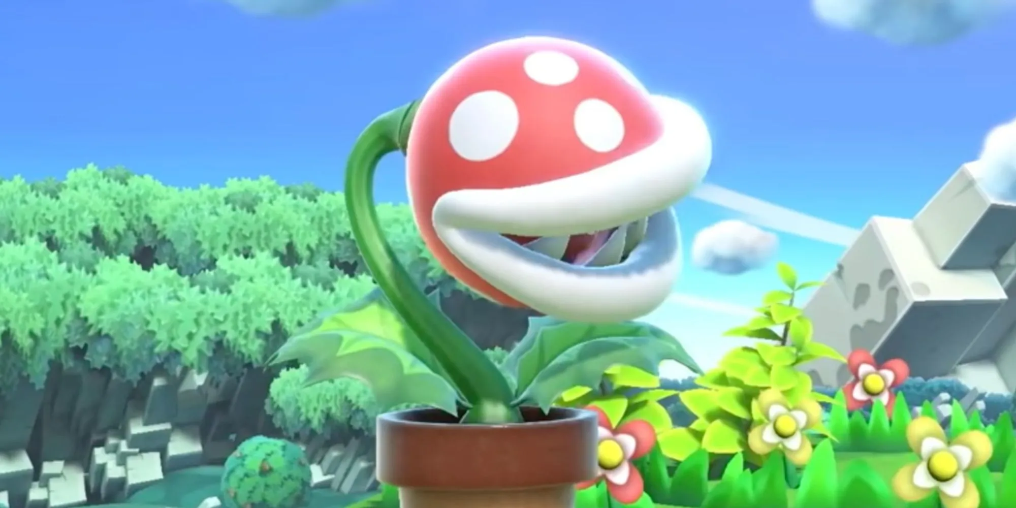 Cây Piranha Plant nổi tiếng từ series Super Mario và Super Smash Bros. Ultimate, đại diện cho ý tưởng cây cảnh &quot;gamer&quot; với sự độc đáo và liên tưởng đến thế giới game.