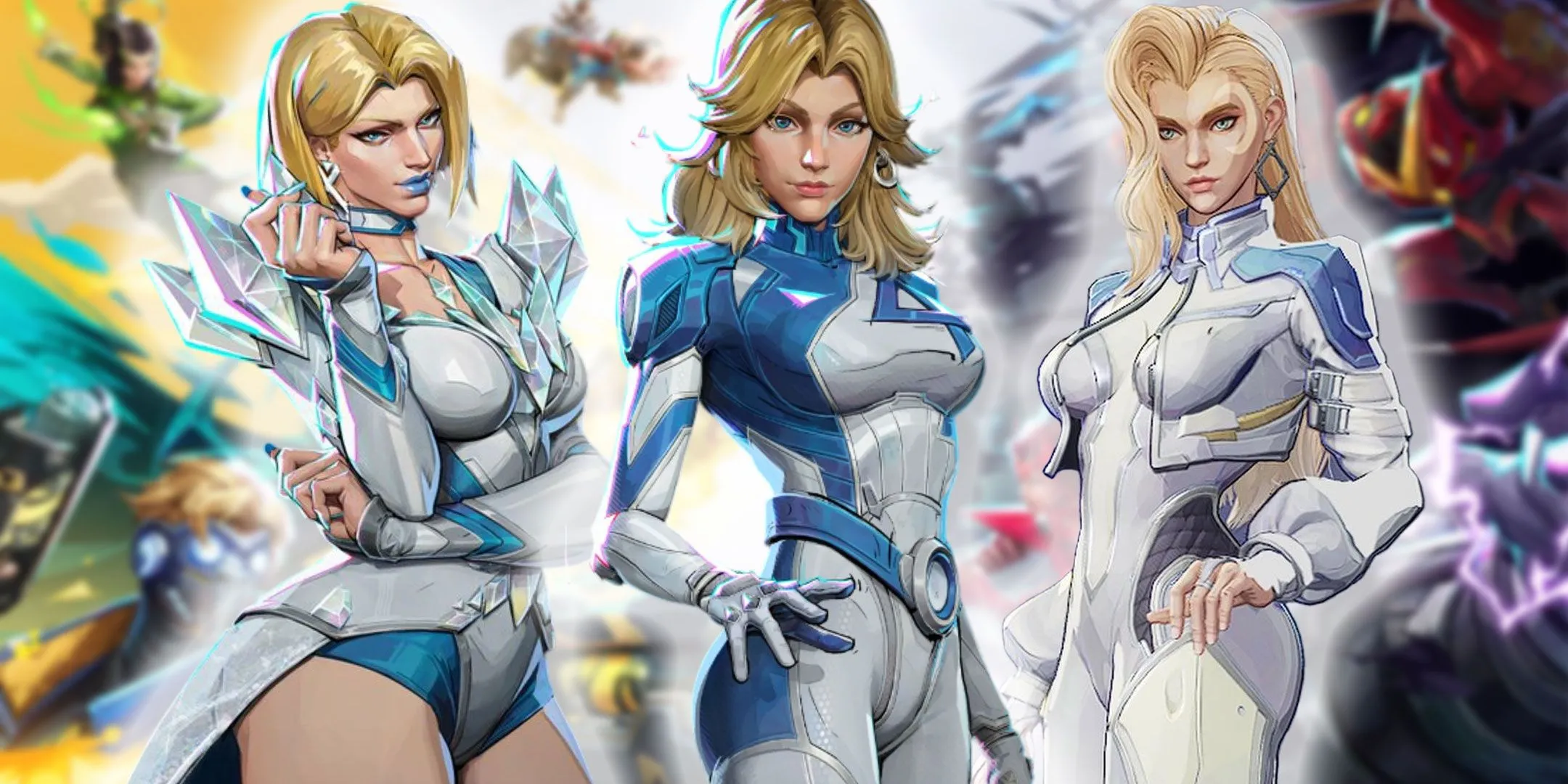 Emma Frost và Invisible Woman trong Marvel Rivals với trang phục gợi cảm
