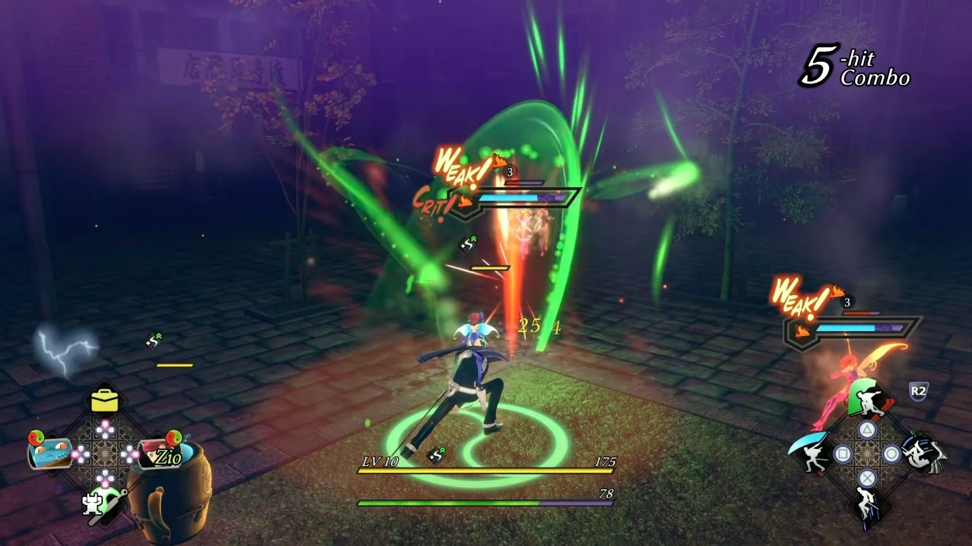 Giao diện chiến đấu hành động trong RAIDOU Remastered: The Mystery of the Soulless Army