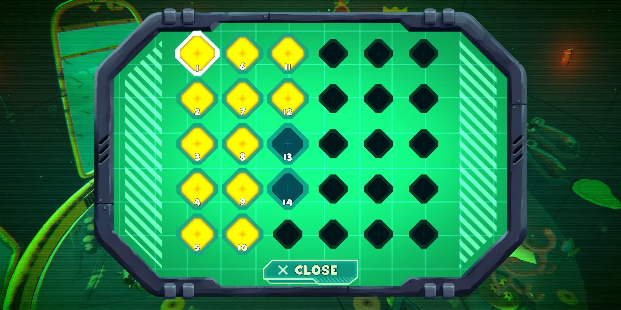 Giao diện chọn cấp độ trong game giải đố Power Sink, nơi phát sinh một lỗi khó chịu.