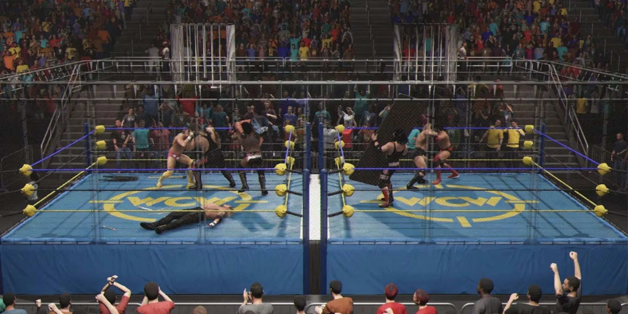 Giao diện người dùng WWE 2K25 trên Nintendo Switch 2 hiển thị các giới hạn về Image Uploader và Community Creations.