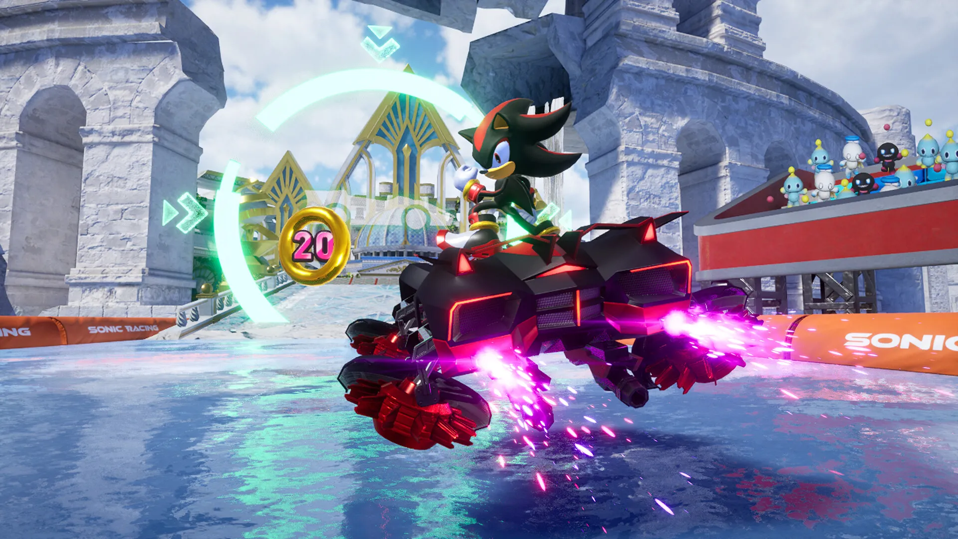 Hình ảnh nhân vật Shadow the Hedgehog trong tựa game Sonic Racing: CrossWorlds