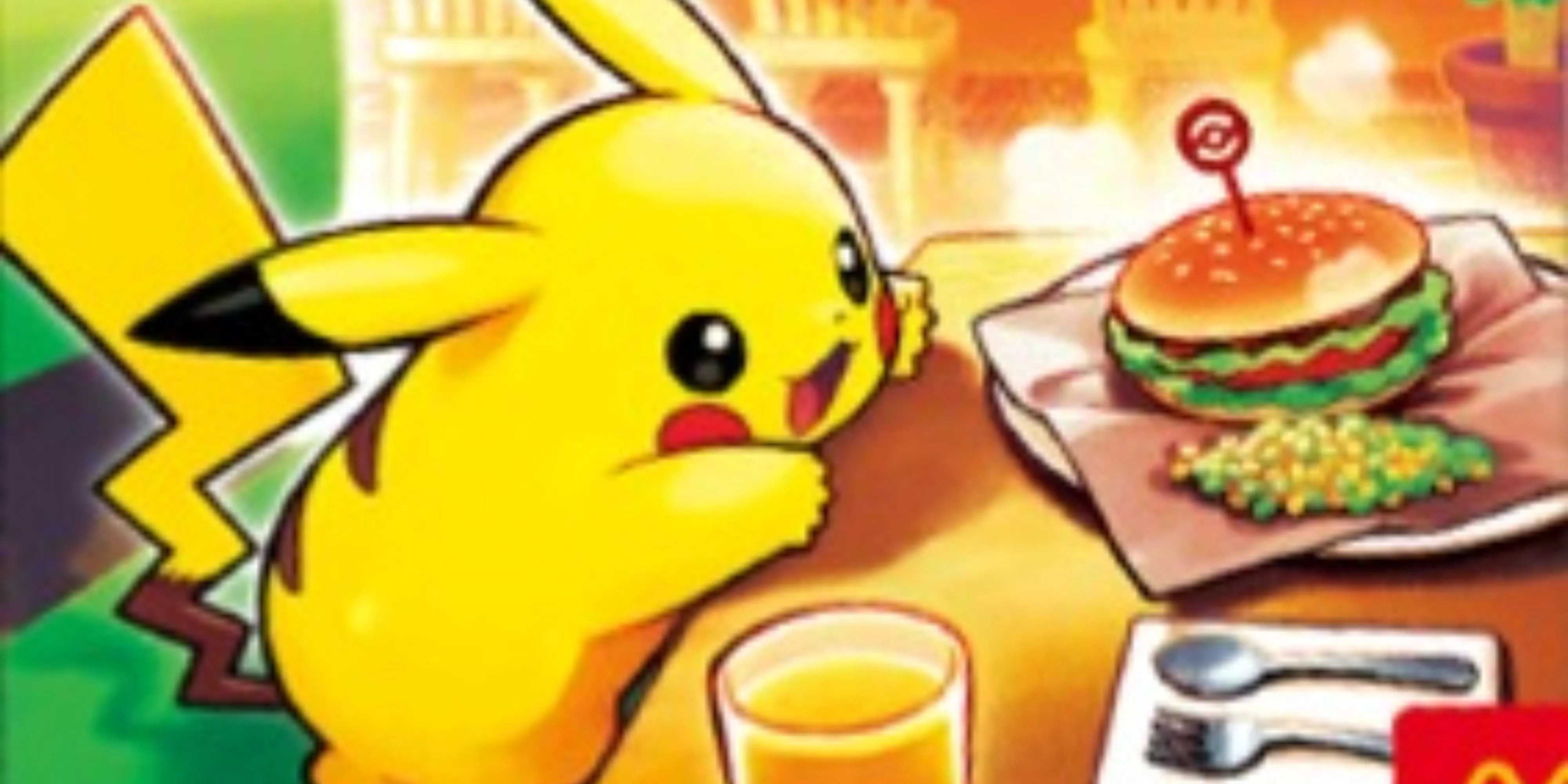 Hình ảnh thẻ bài Pikachu với artwork độc quyền chủ đề burger trong sự kiện McDonald's x Pokemon TCG tại Nhật Bản