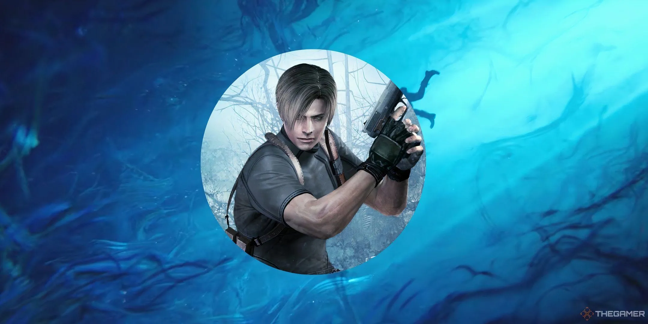 Leon từ Resident Evil đứng trước cảnh biển