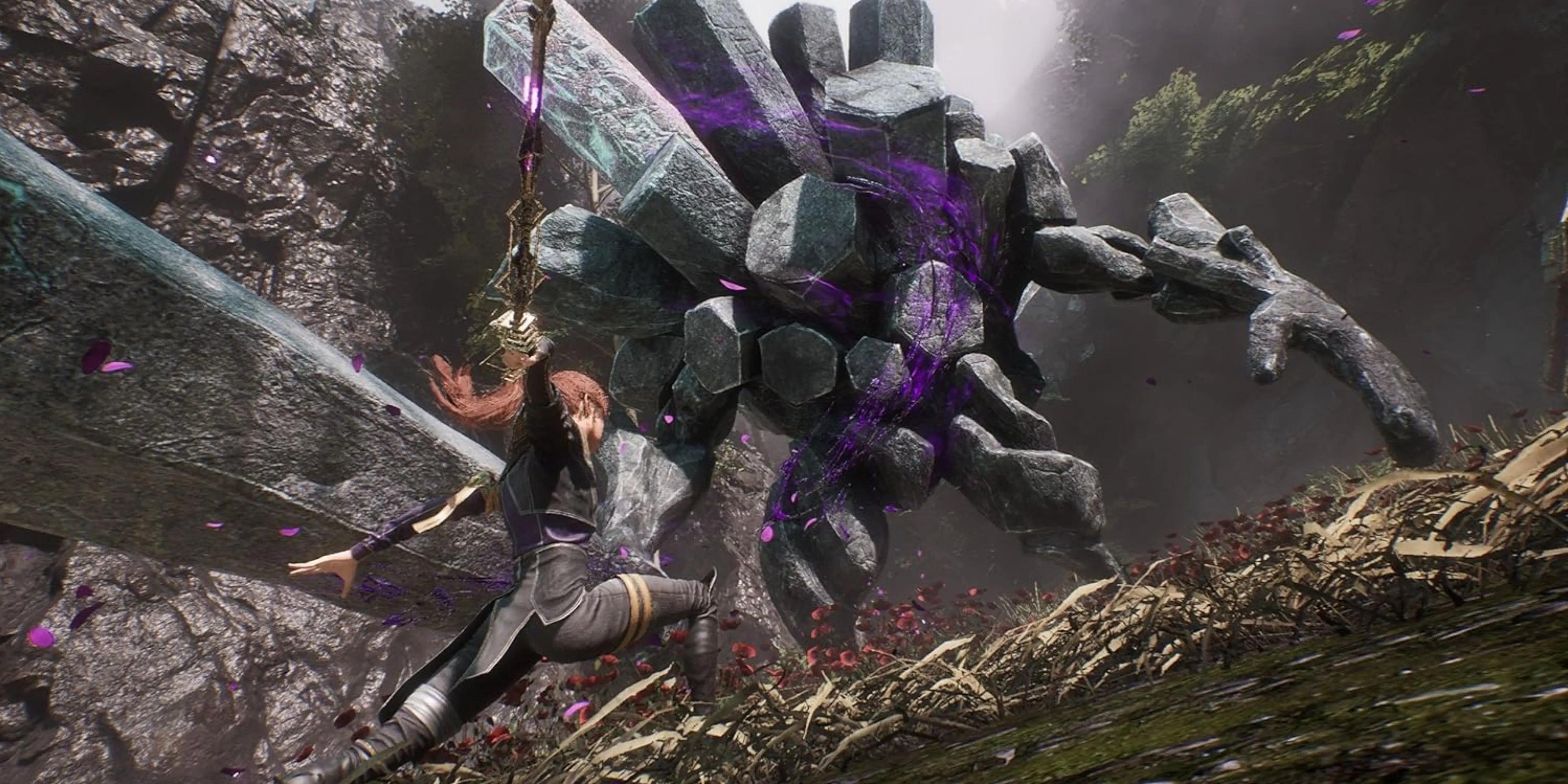 Maelle chiến đấu với quái vật đá trong game Clair Obscur: Expedition 33, minh họa gameplay hành động