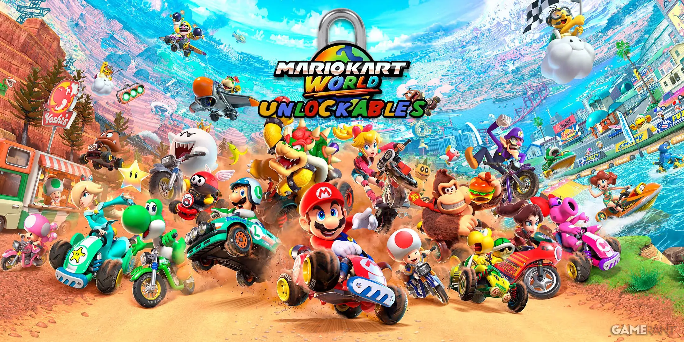 Mario Kart World: Minh họa các vật phẩm, nhân vật có thể mở khóa trong game