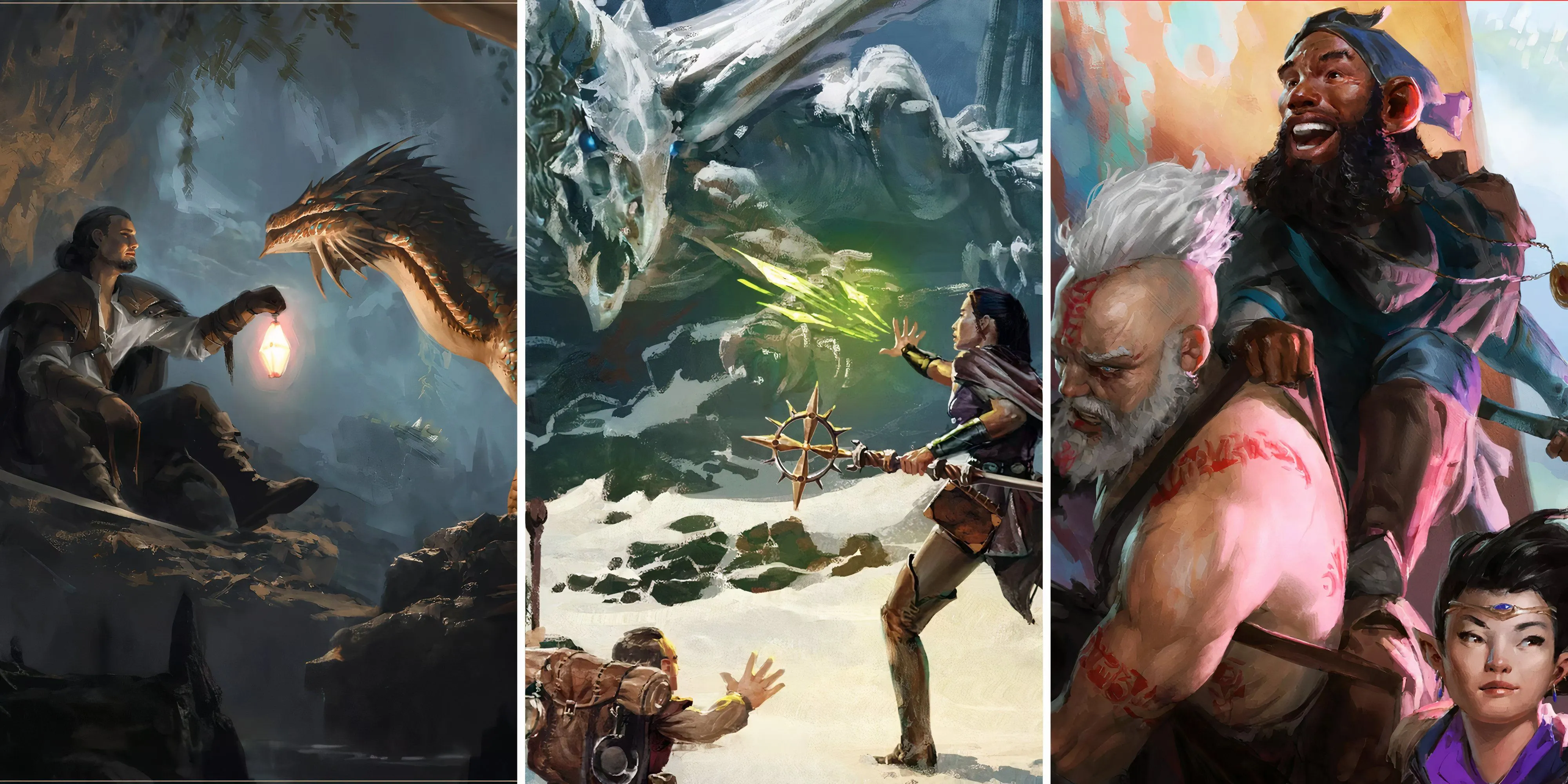 Minh họa chia đôi tượng trưng cho sự kết nối giữa game nhập vai bàn Dungeons &amp; Dragons và các tựa game chuyển thể kỹ thuật số