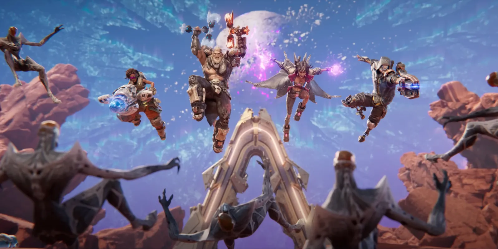 Một phân cảnh trong Borderlands 4, có thể liên quan đến các Vault Hunter, nhấn mạnh sự tập trung vào nhân vật chính trong phiên bản mới.