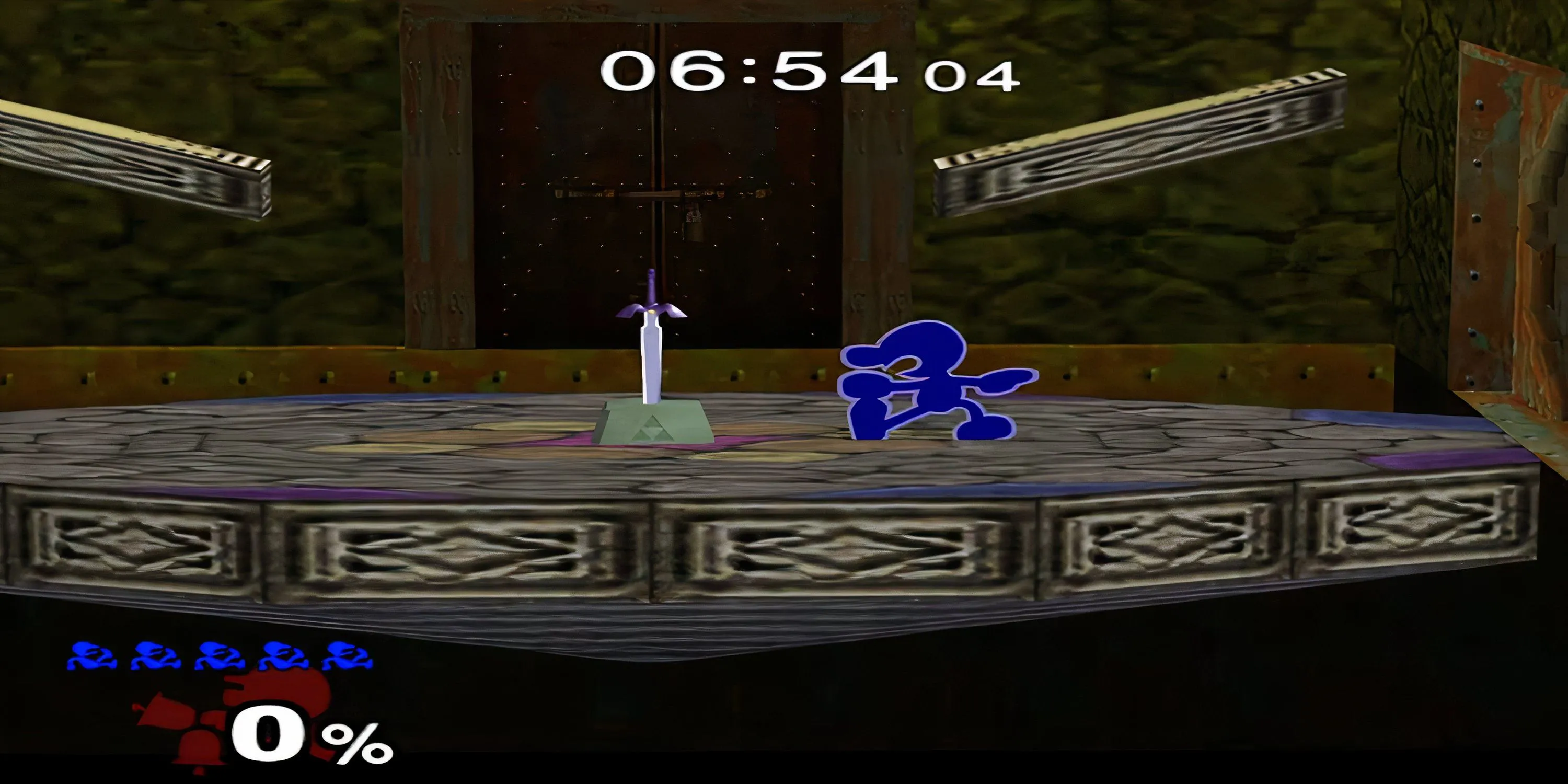 Mr. Game &amp; Watch tiến gần đến Master Sword trong chế độ Adventure Mode của Super Smash Bros. Melee
