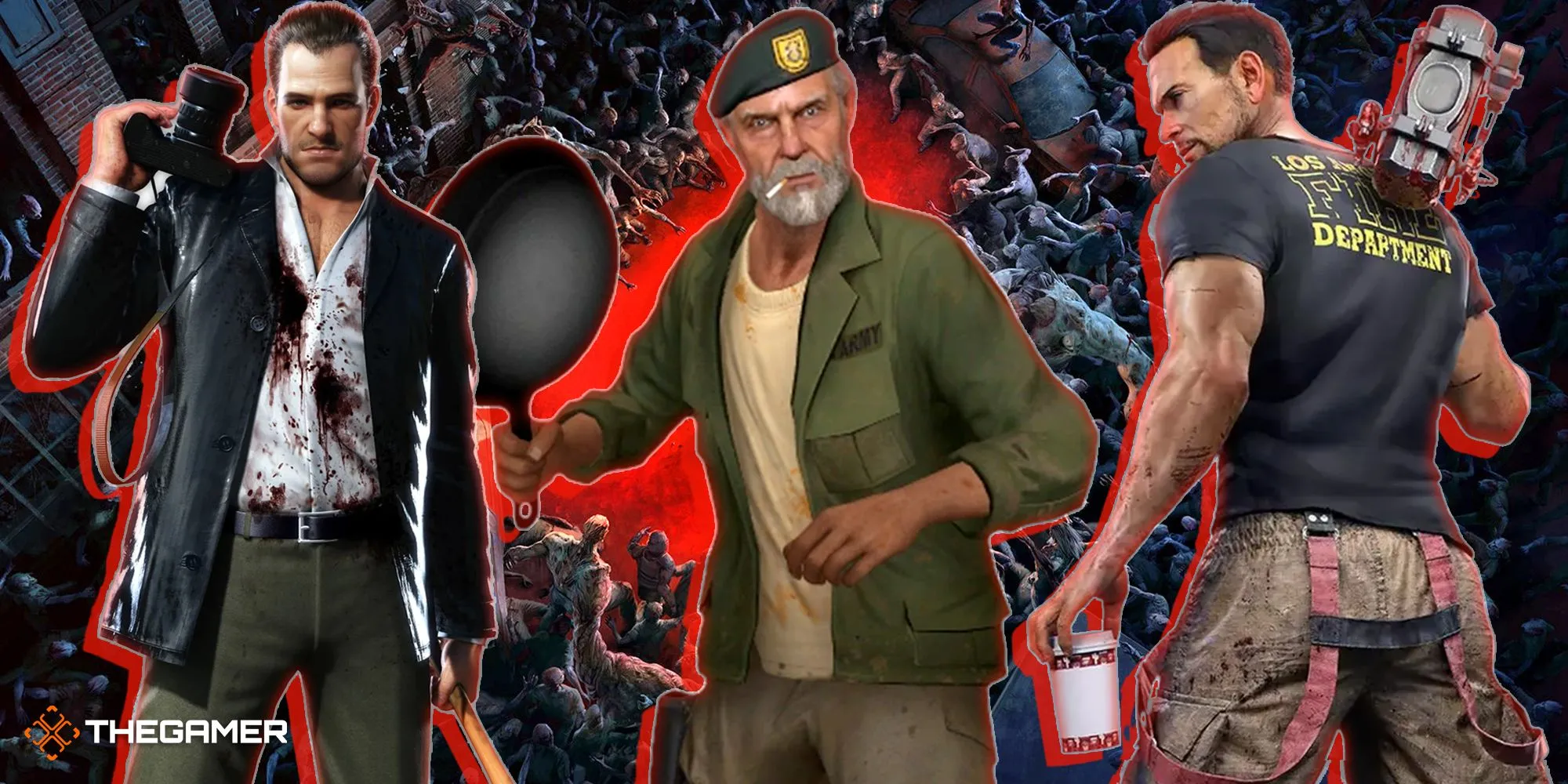 Nghệ thuật game từ Back 4 Blood, Dead Rising, Left 4 Dead và Dead Island 2, minh họa các tựa game zombie nổi bật trong ngành công nghiệp game.