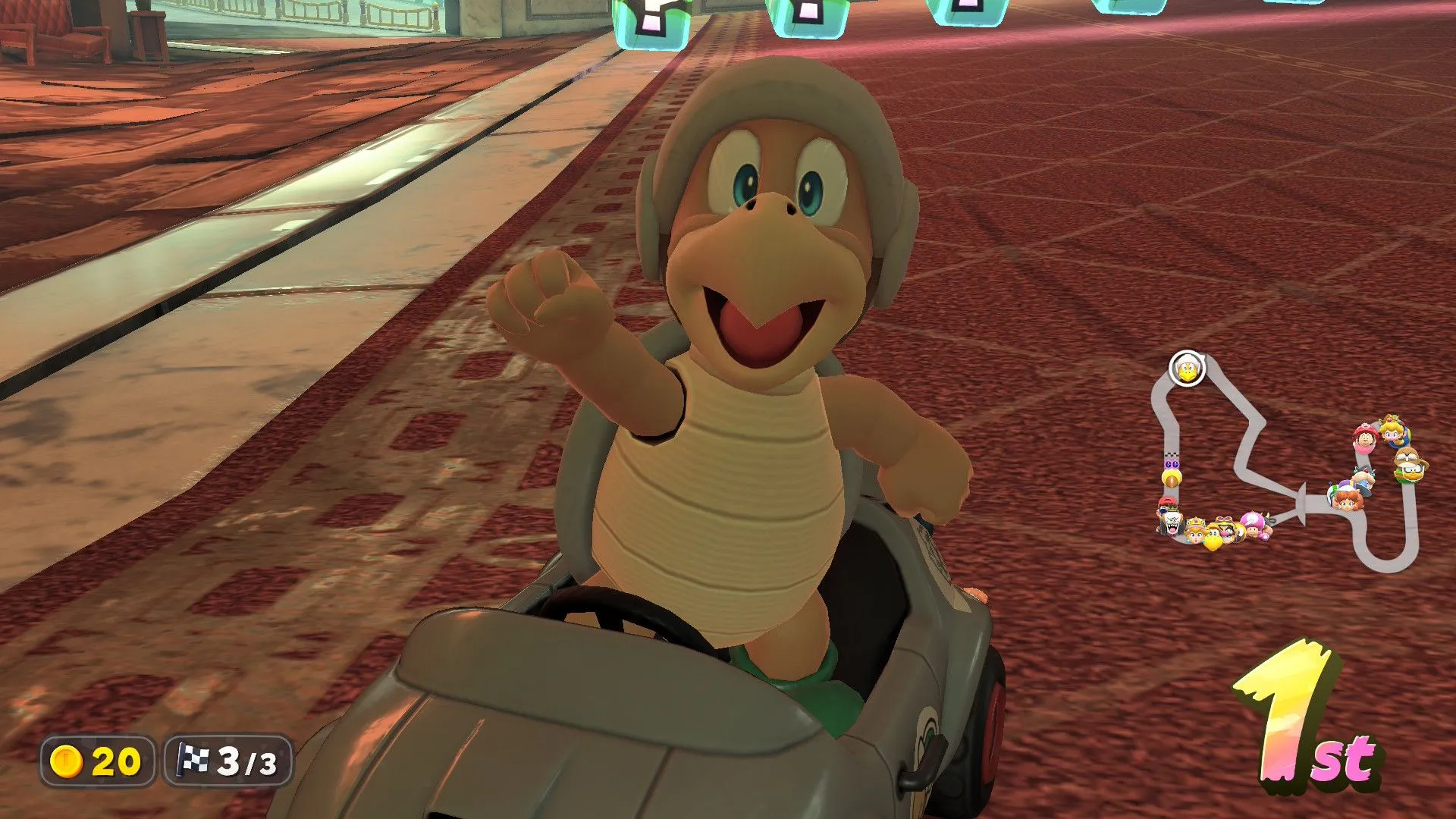 Nhân vật Hammer Bro lái xe trong đường đua Mario Kart World mới