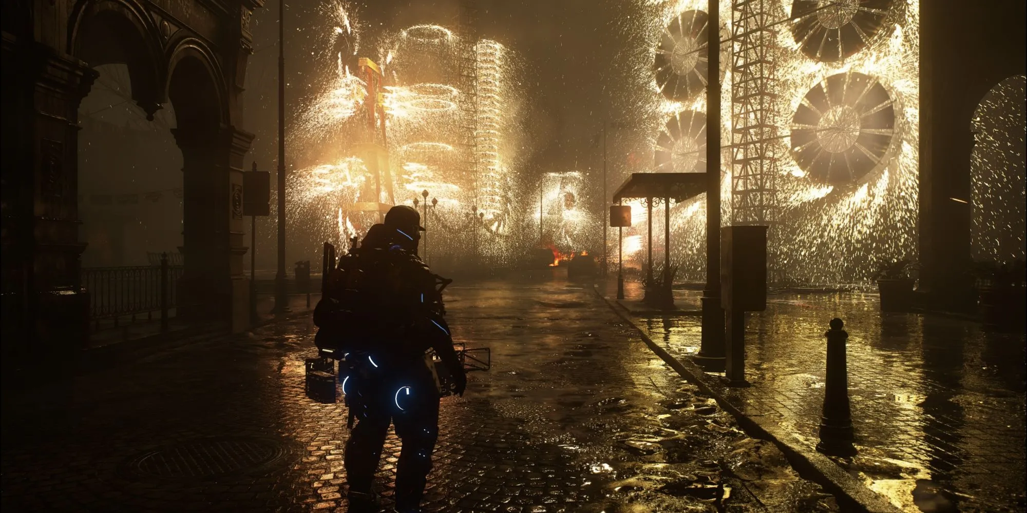 Sam Bridges đứng trên mỏm đá, nhìn ra phong cảnh rộng lớn của thế giới Death Stranding 2