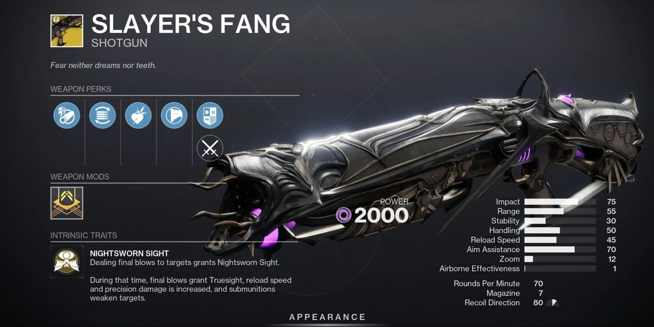 Shotgun Exotic Slayers Fang trong Destiny 2