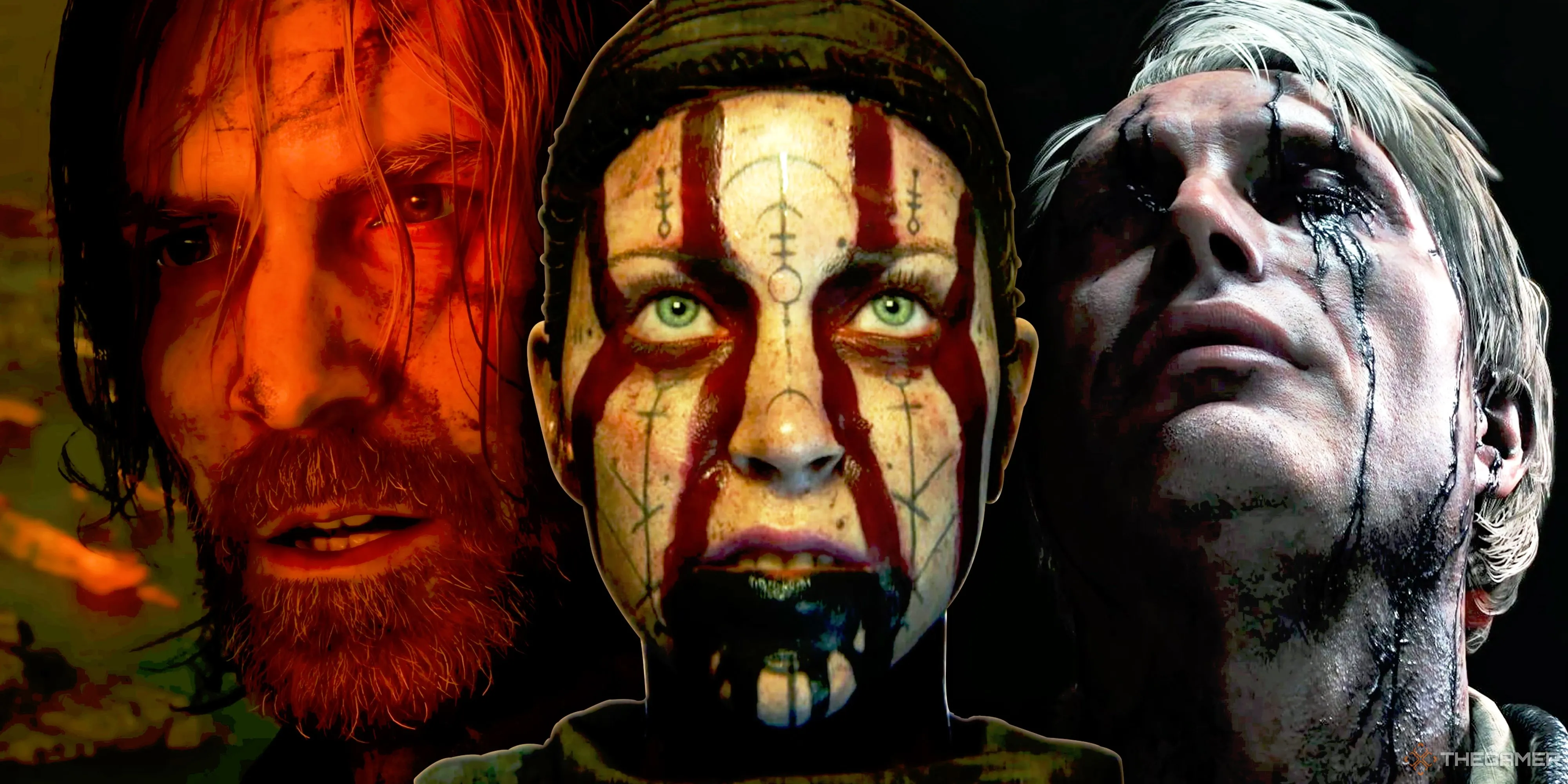 Thiết kế nhân vật chi tiết của Alan Wake trong Alan Wake 2 và Senua trong Senua's Saga Hellblade II thể hiện đồ họa game chân thực