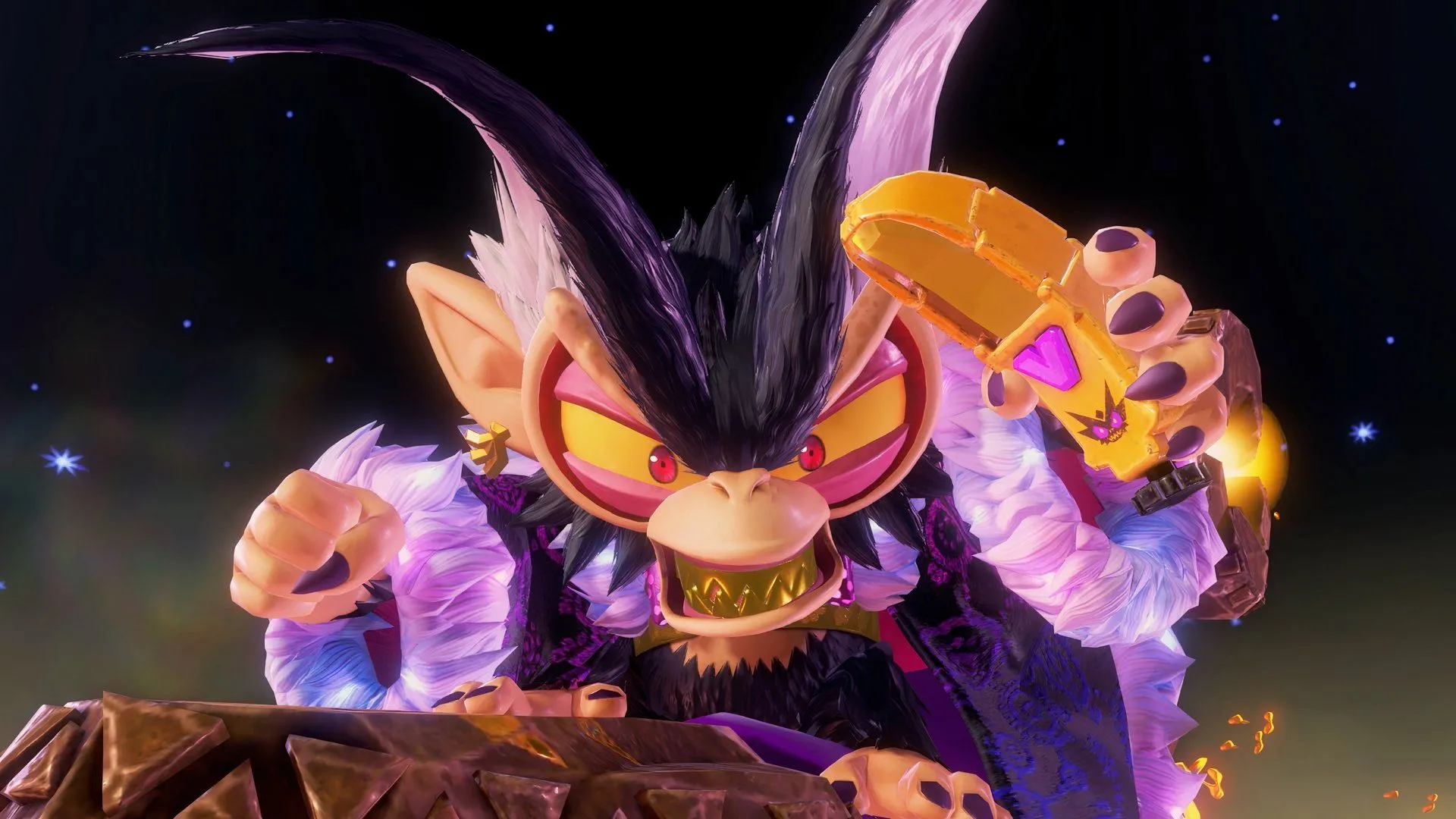 Void Kong với vẻ ngoài bí ẩn, là tâm điểm các giả thuyết về danh tính phản diện trong Donkey Kong Bananza.