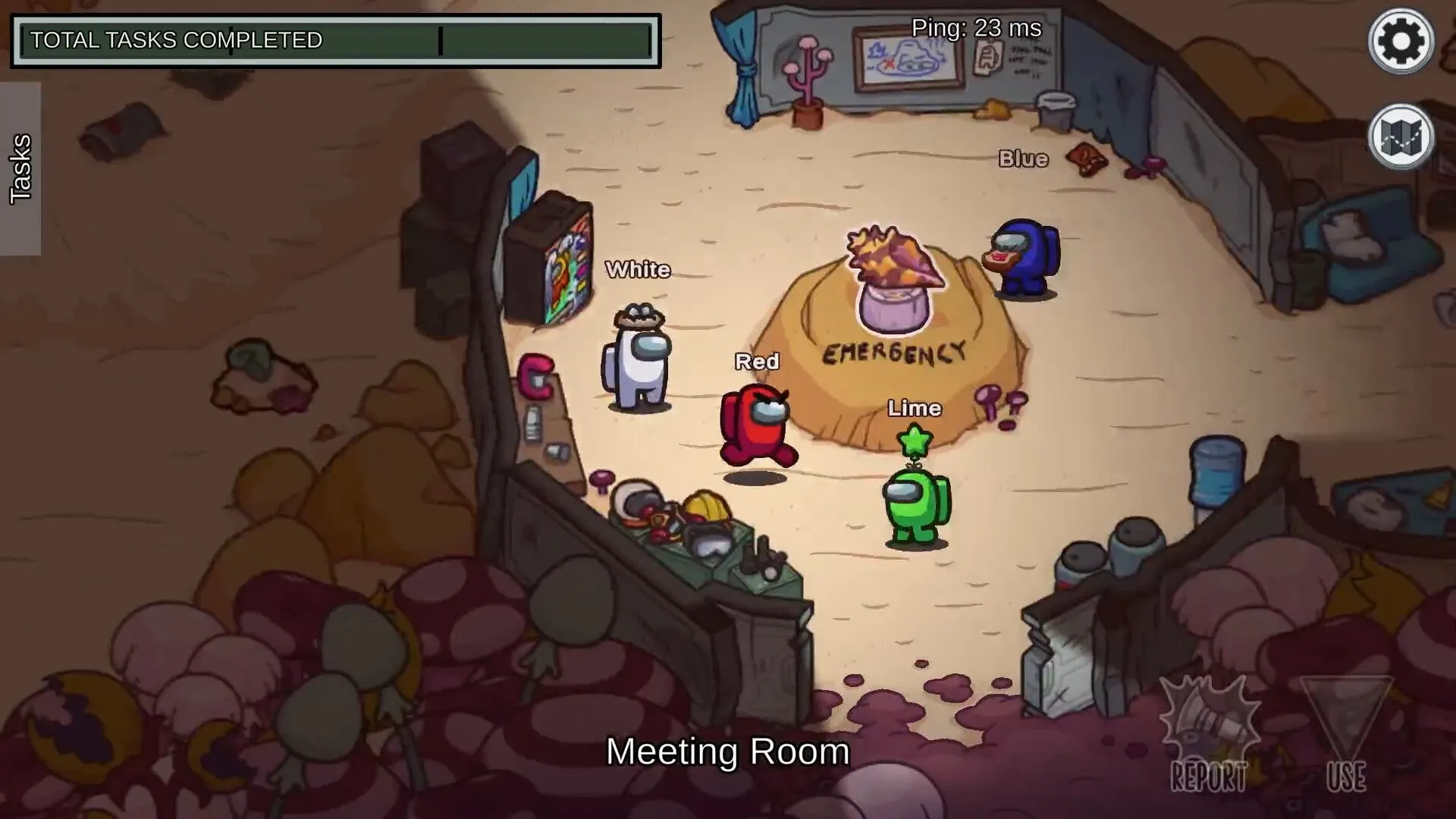 Ảnh chụp màn hình Among Us, một tựa game nổi tiếng nhờ các YouTuber, cho thấy các phi hành gia đang cố gắng tìm kẻ mạo danh