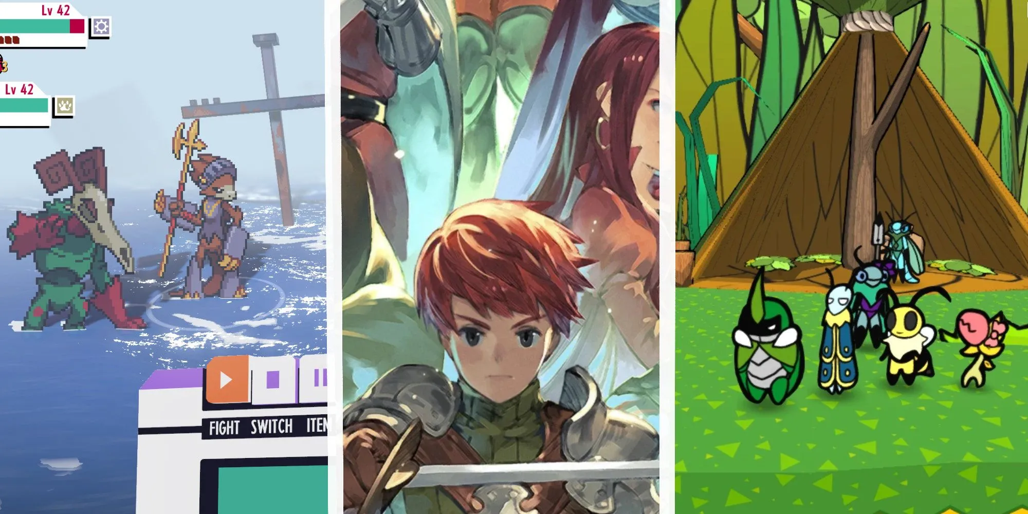 Ba tựa game JRPG indie nổi bật: Chained Echoes, Cassette Beasts và Bug Fables, minh họa sự đa dạng của dòng game.