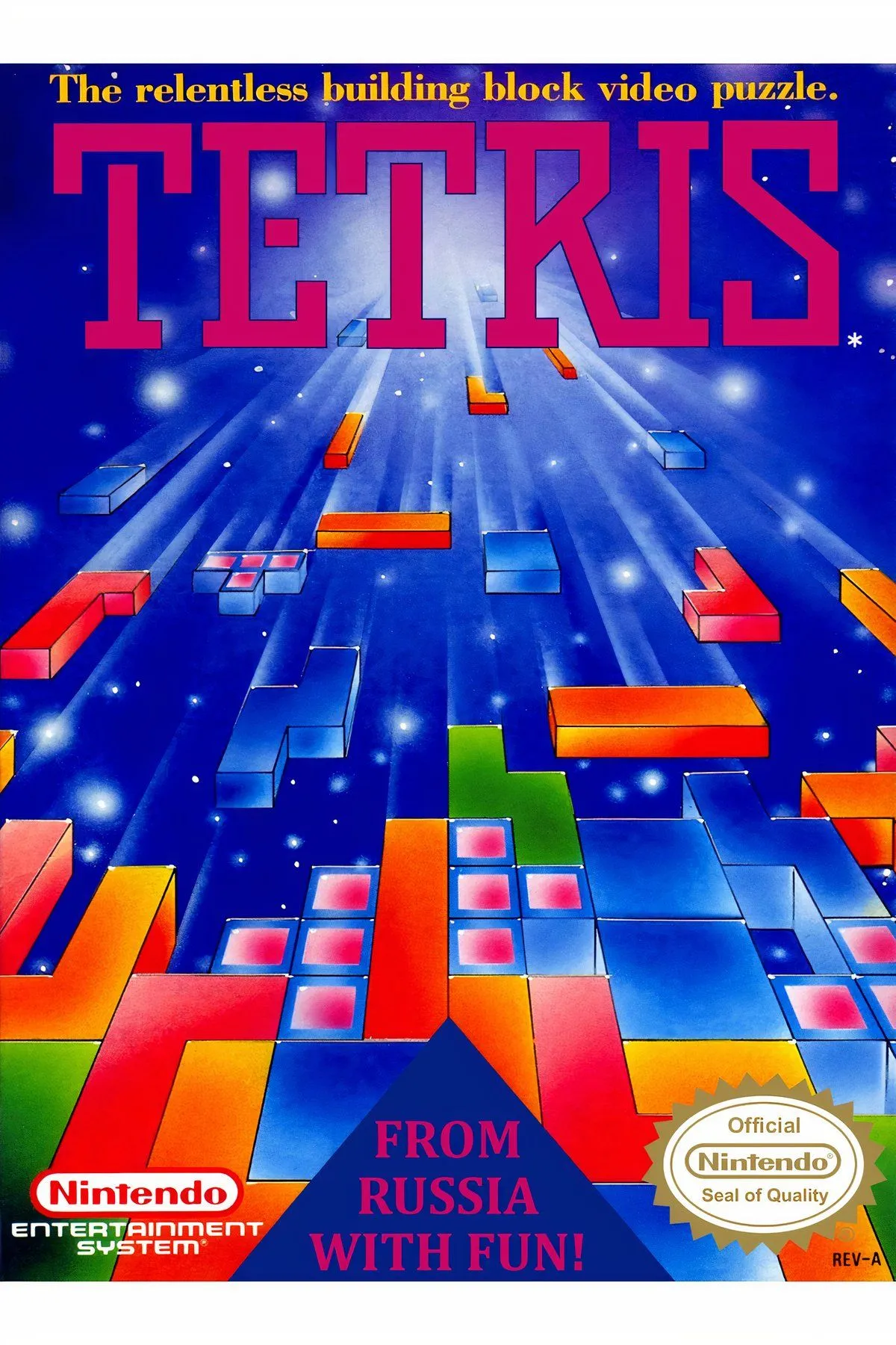 Bìa nghệ thuật game Tetris phiên bản 1989 cổ điển trên Game Boy và NES