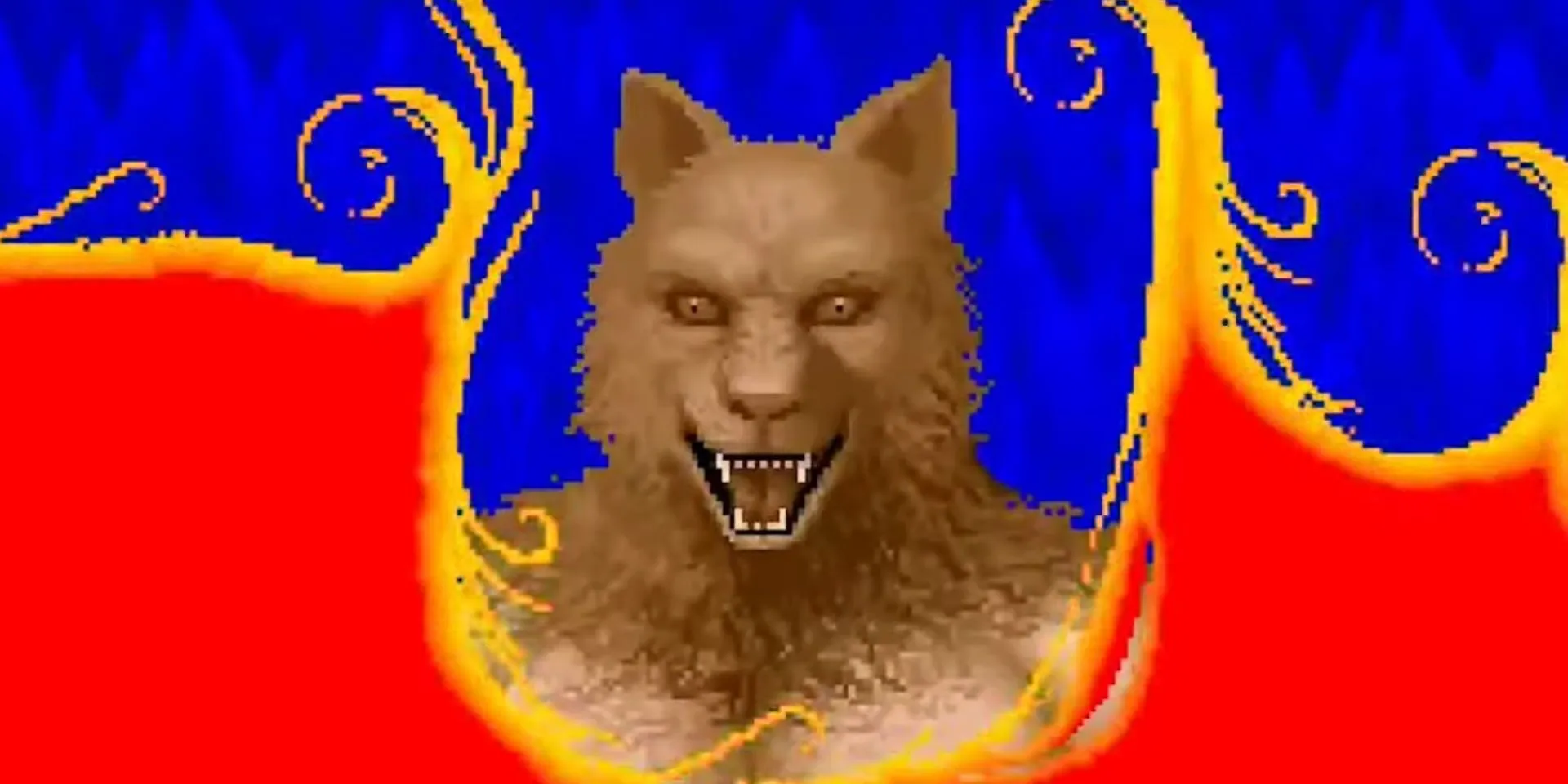 Cận cảnh quá trình biến hình thành người sói đầy uy lực trong tựa game hành động Altered Beast của Sega Mega Drive.