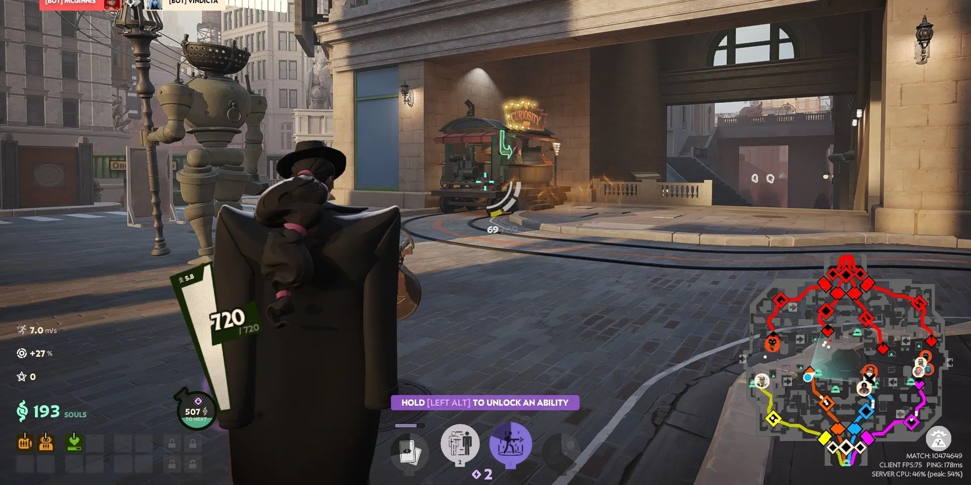 Cửa hàng Lane bên cạnh Người bảo vệ trong Deadlock, minh họa gameplay MOBA shooter