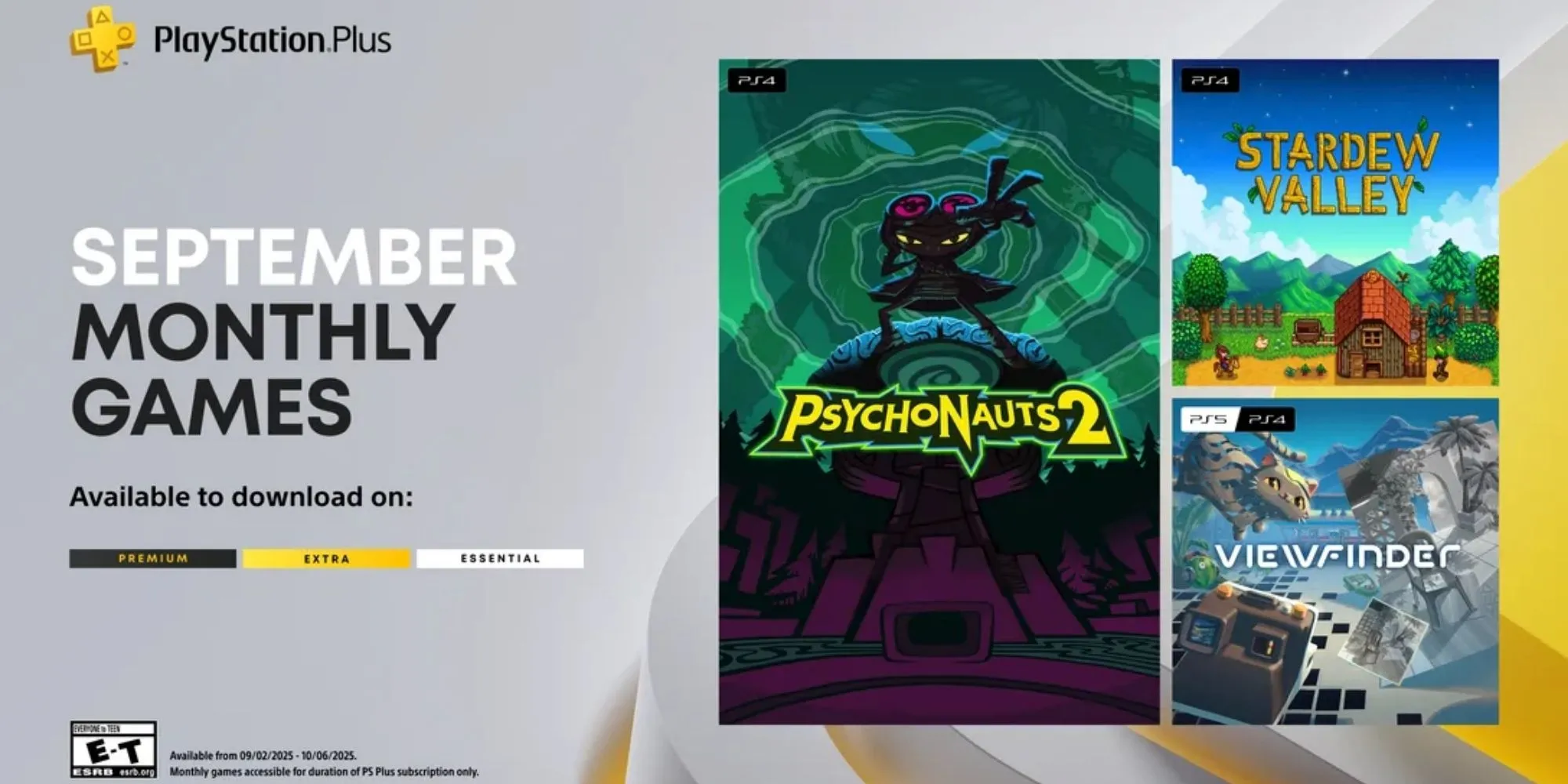 Danh sách game PlayStation Plus miễn phí tháng 9 gồm Psychonauts 2, Stardew Valley và Viewfinder