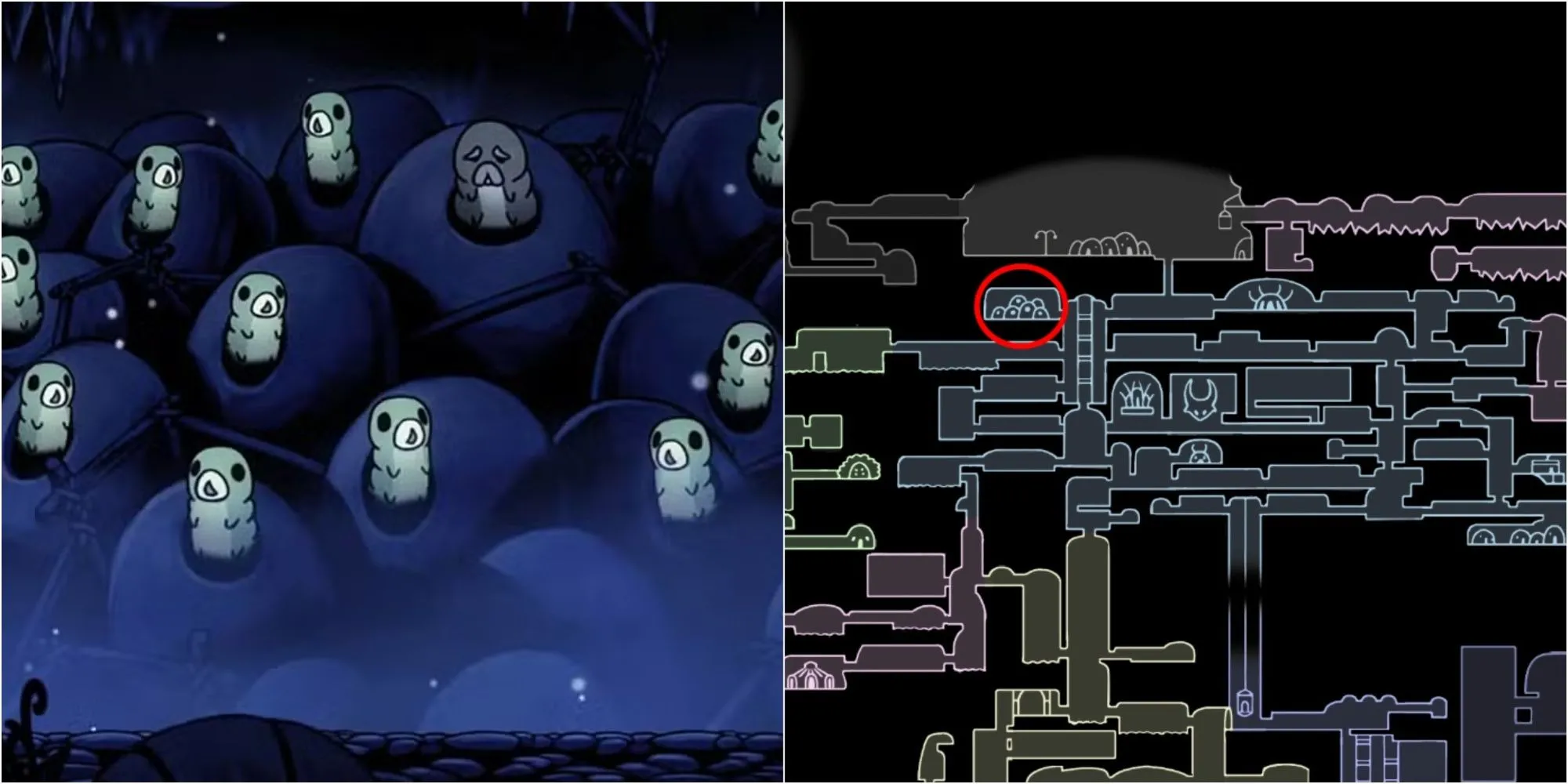 Grubfather thưởng mảnh mặt nạ sức khỏe sau khi giải cứu đủ số lượng Grubs trong Hollow Knight