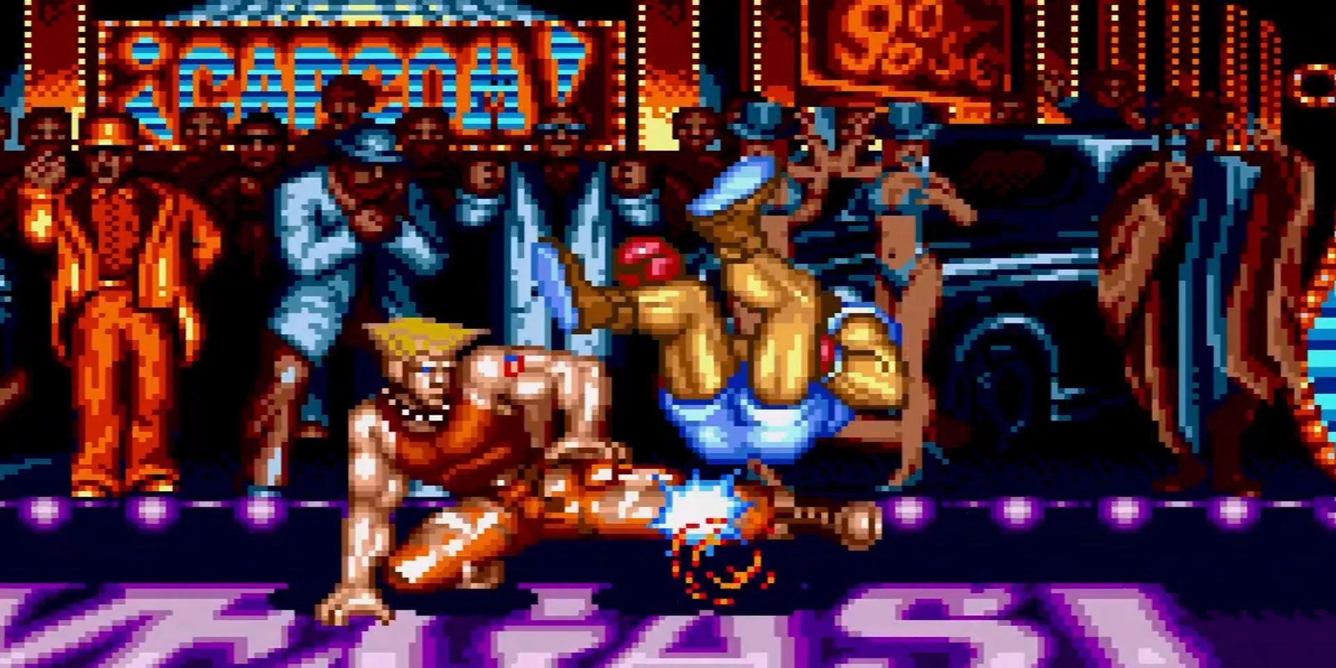 Guile vs Balrog trong trận chiến kinh điển của Street Fighter II: Special Champion Edition trên Sega Genesis.