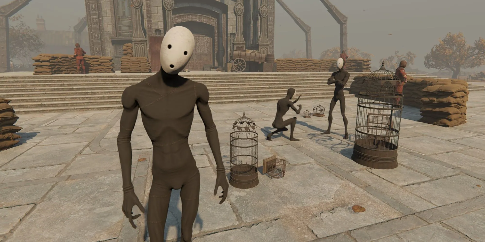 Hình ảnh một nhân vật từ game Pathologic 2 với bối cảnh đô thị đang bị bệnh dịch tàn phá, gợi lên áp lực về thời gian và quản lý nhiều yếu tố sinh tồn phức tạp trong môi trường đầy thử thách.