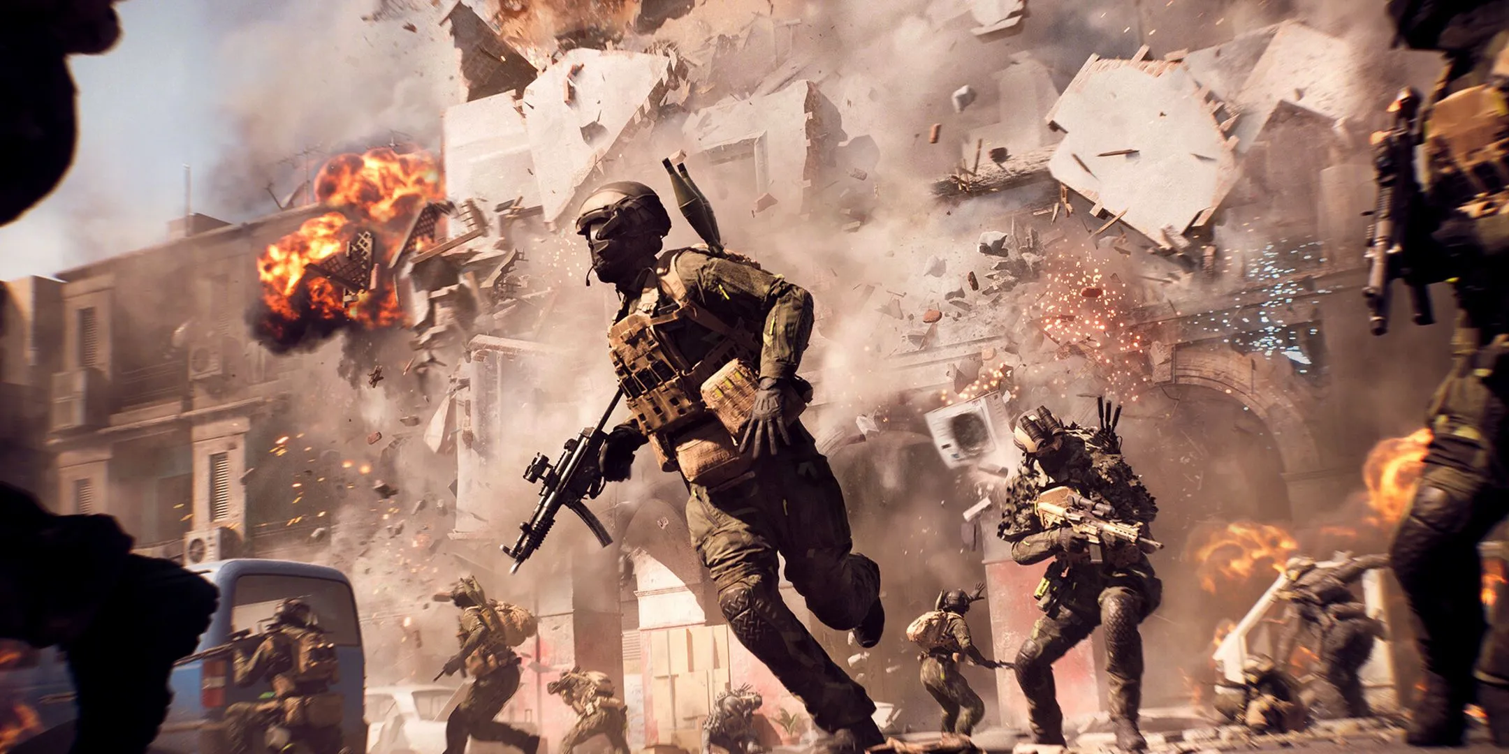 Hình ảnh một tòa nhà đổ nát trên chiến trường khốc liệt của Battlefield 6, gợi nhắc về trải nghiệm game FPS đầy thử thách.