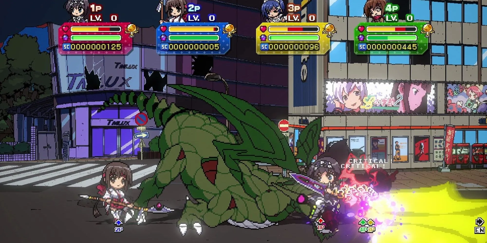 Nhân vật chibi tấn công quái vật trong Phantom Breaker Battle Grounds Ultimate