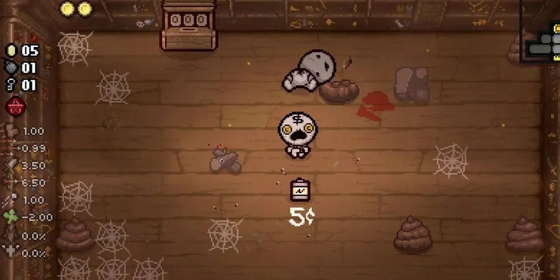 Nhân vật Tainted Keeper trong cửa hàng của The Binding of Isaac: Rebirth, biểu tượng của sự phức tạp trong ARG tìm kiếm nhân vật bí mật.