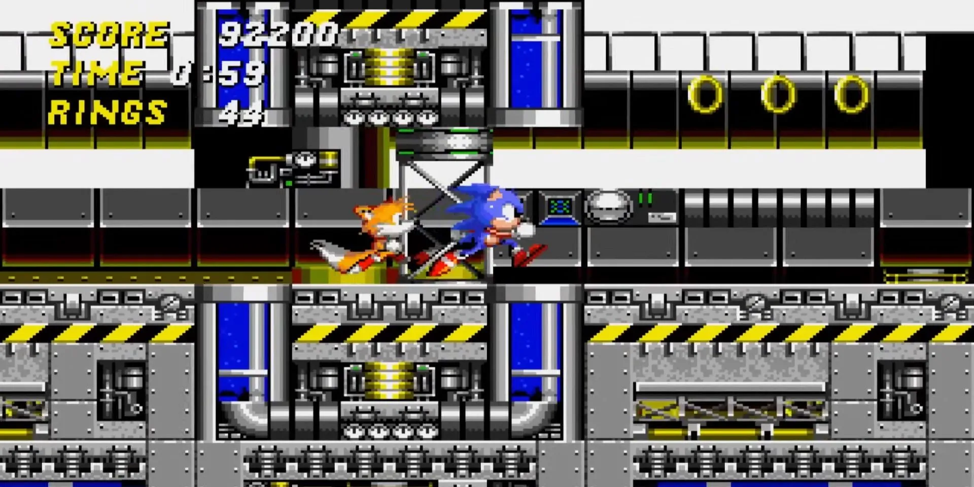 Sonic và Tails cùng nhau khám phá Khu Vực Nhà Máy Hóa Chất (Chemical Plant Zone) đầy thử thách trong Sonic the Hedgehog 2 trên Sega Mega Drive.
