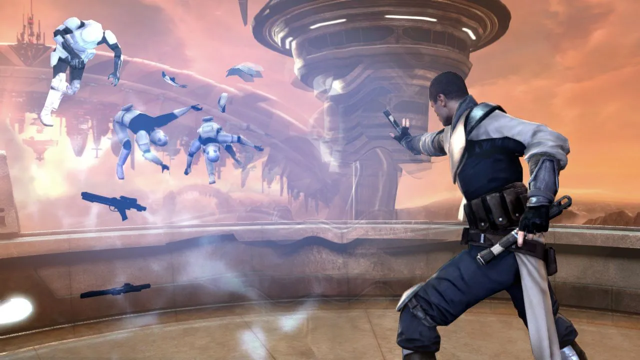 Starkiller đối đầu với Gorog trong một cảnh hành động mãn nhãn từ trailer Star Wars The Force Unleashed II, tạo kỳ vọng về gameplay hoành tráng