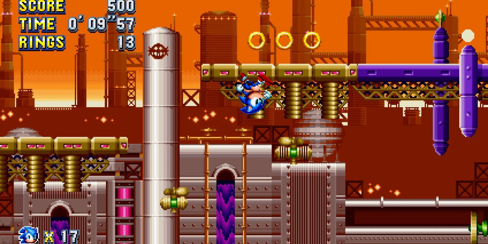 Màn Oil Ocean Zone trong Sonic Mania, nơi Sonic phải đối mặt với biển dầu trơn trượt và môi trường ô nhiễm.