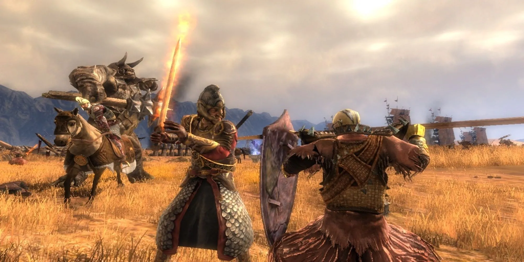 Một trận chiến đông đảo giữa binh lính và quái vật trong The Lord of the Rings: Conquest
