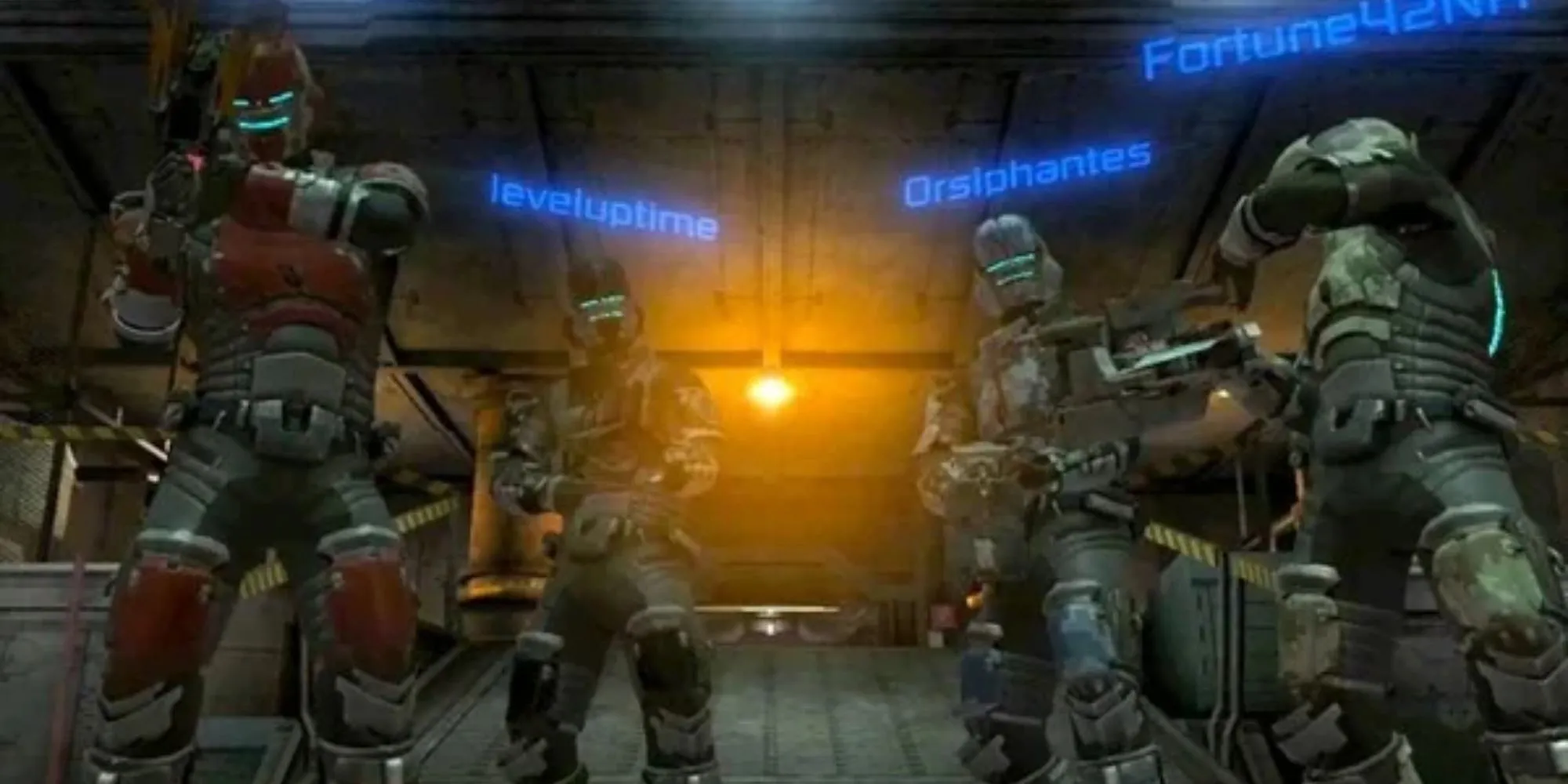Nhân vật Necromorph và lính an ninh đối đầu trong chế độ Outbreak của Dead Space 2