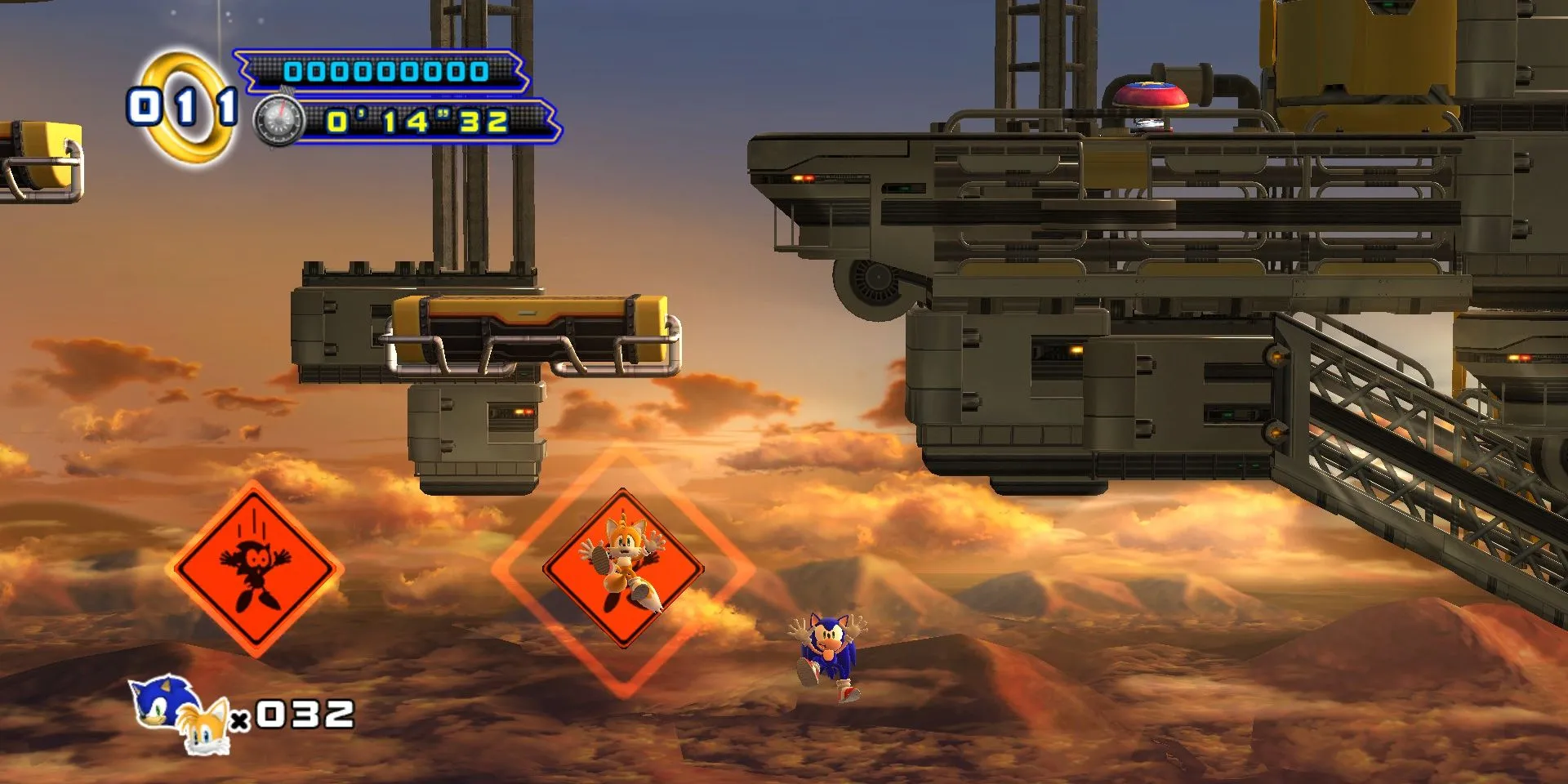 Sky Fortress Zone trong Sonic the Hedgehog 4: Episode 2, một màn chơi trên không trung với nhiều cạm bẫy.